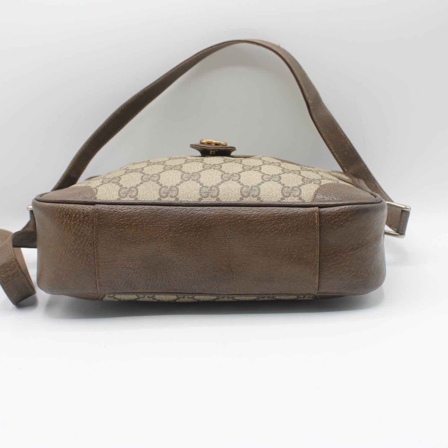 Gucci Brown GG Canvas Leather Trim Crossbody Shoulder Bag