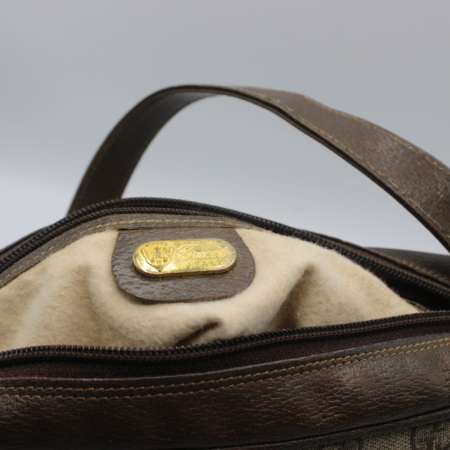 Gucci Brown GG Canvas Leather Trim Crossbody Shoulder Bag