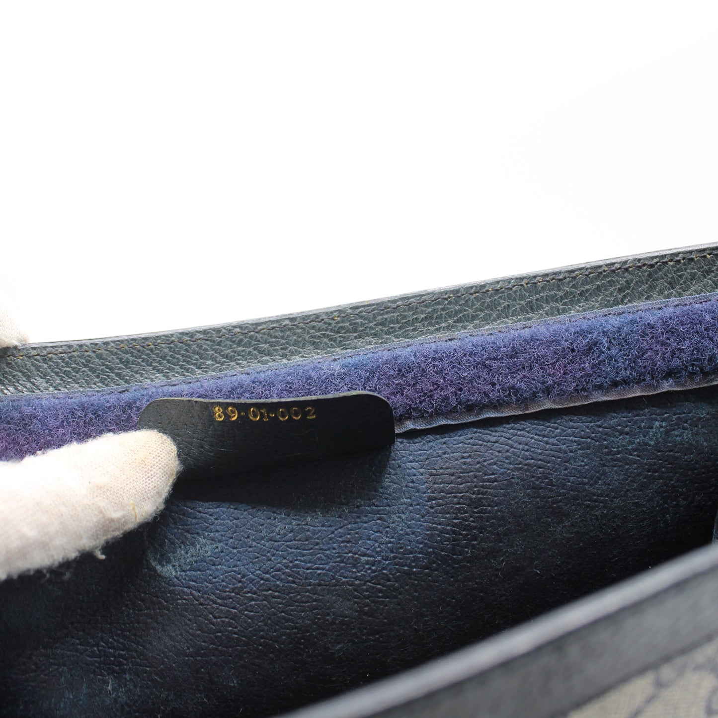 Gucci Beige GG Canvas Navy Leather Stripe Clutch Bag