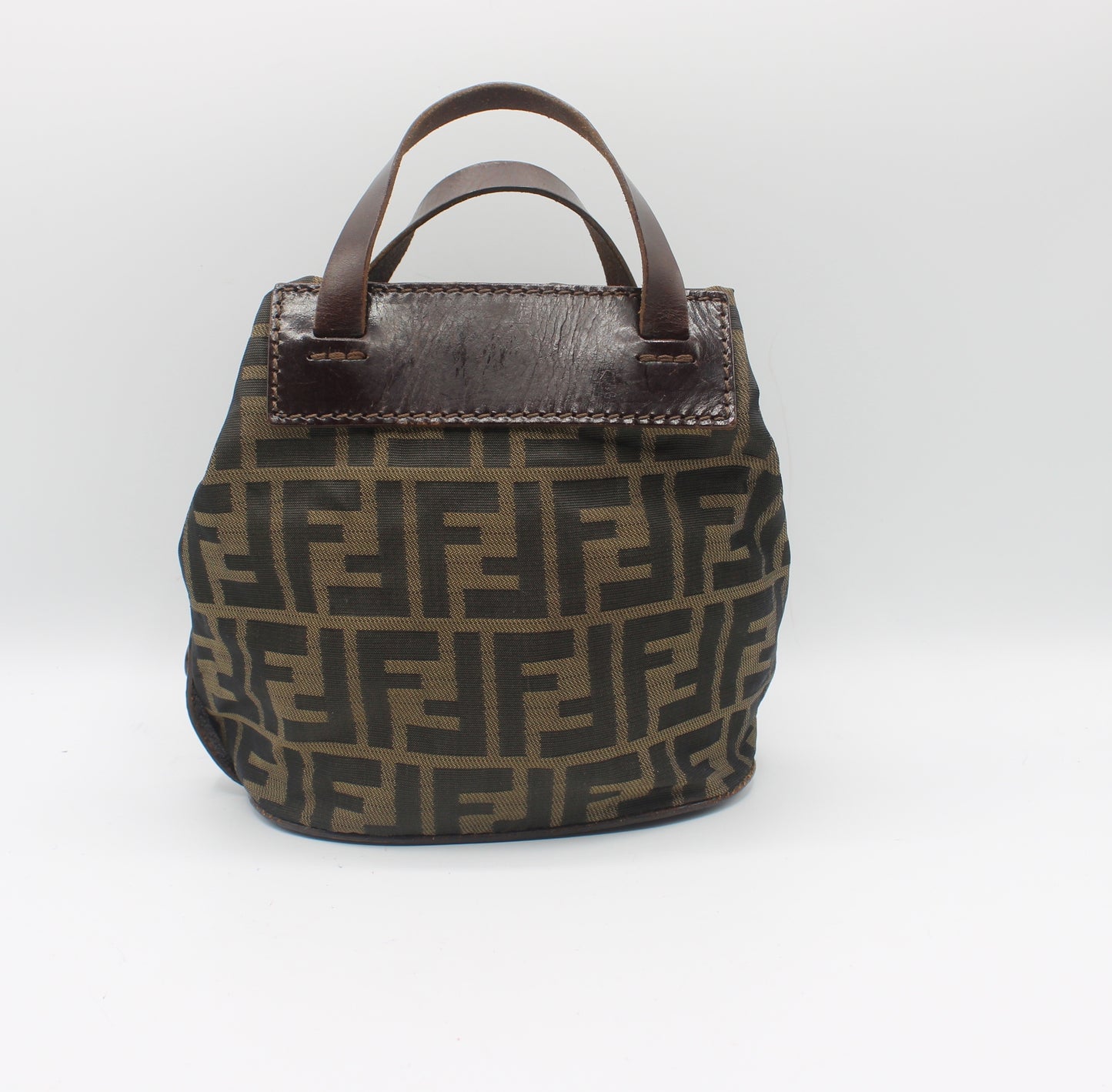 Fendi Brown Zucca Canvas Leather Mini Top Handle Bag