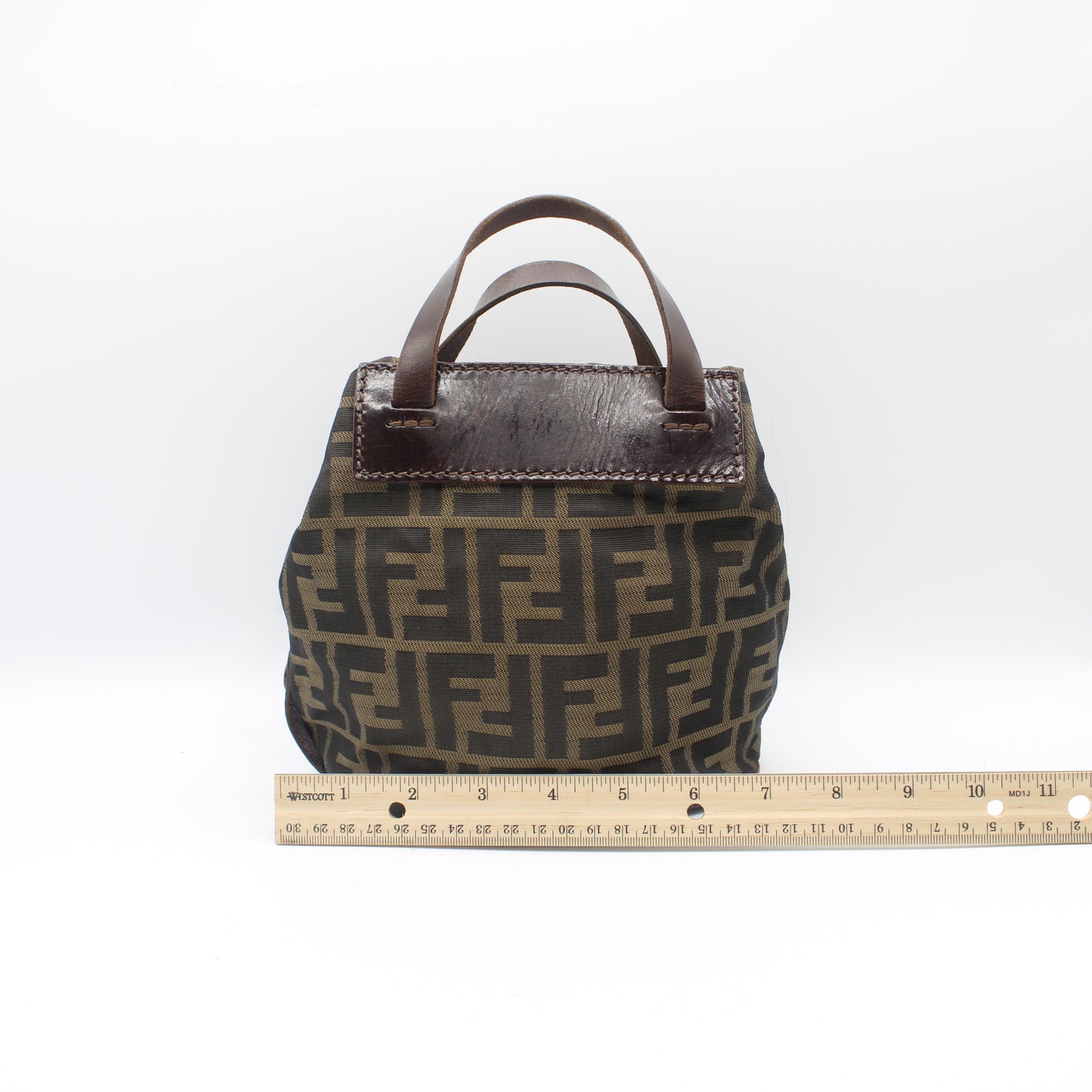 Fendi Brown Zucca Canvas Leather Mini Top Handle Bag
