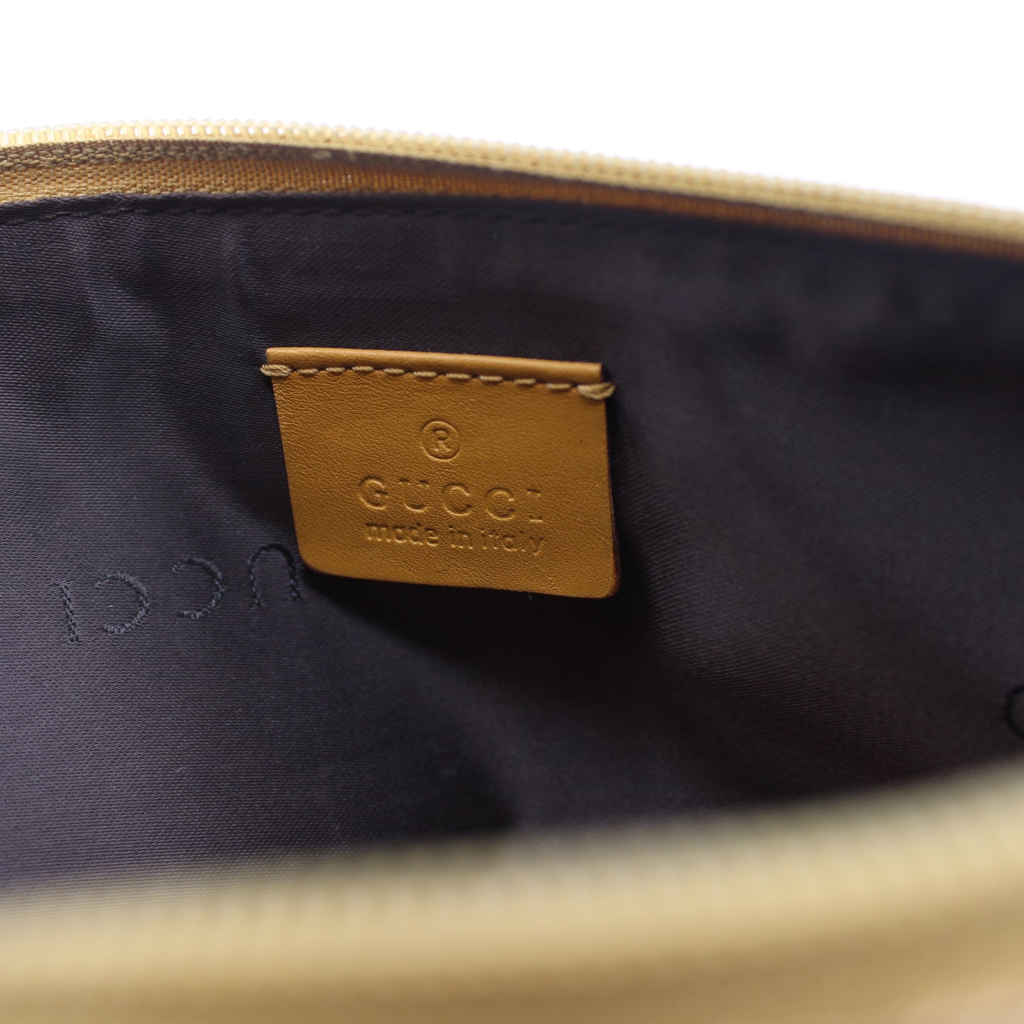 Gucci Beige GG Canvas Leather Trim Small Boat Handbag