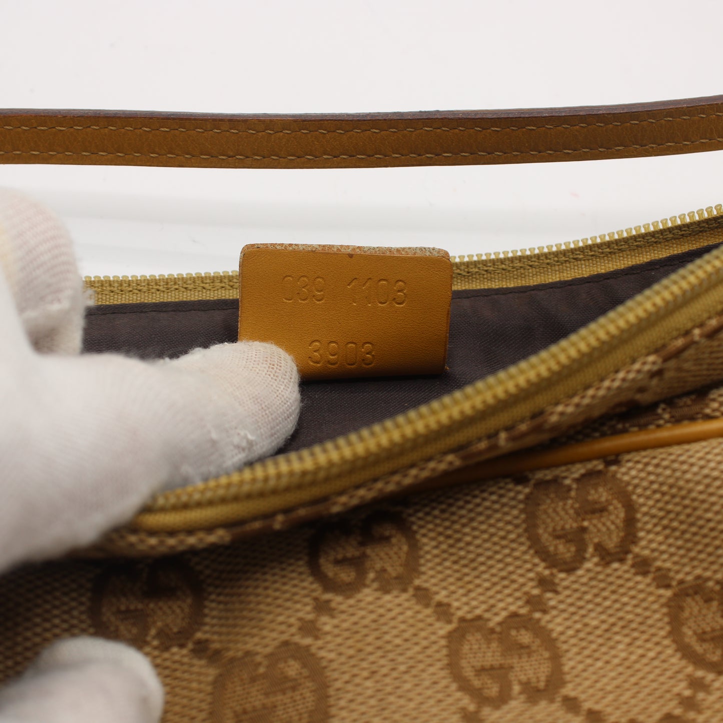Gucci Beige GG Canvas Leather Trim Small Boat Handbag