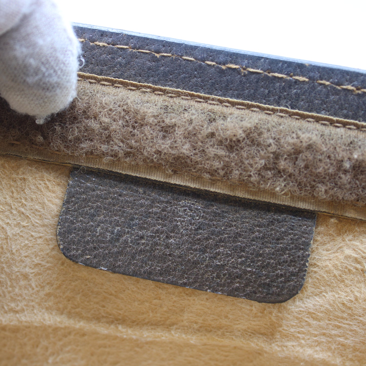 Gucci Beige GG Canvas Brown Leather Stripe Clutch Bag