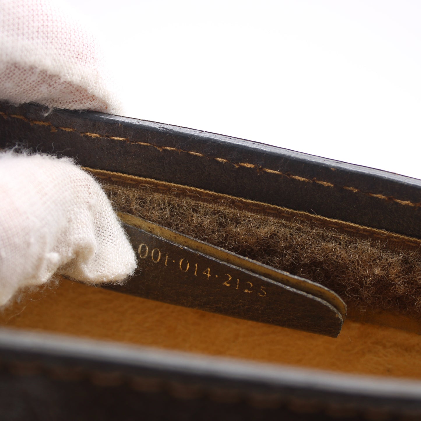 Gucci Beige GG Canvas Brown Leather Stripe Clutch Bag