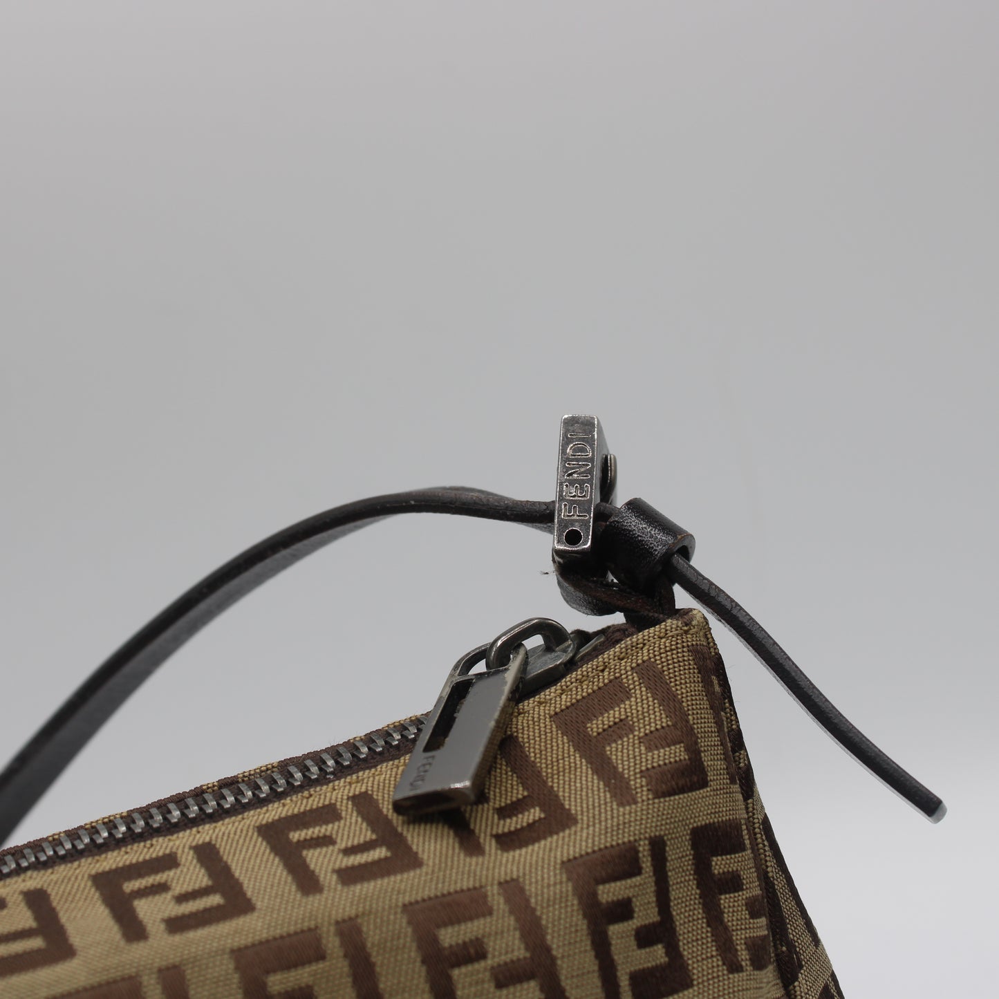 Fendi Brown Zucca Zucchino Canvas Shoulder Bag
