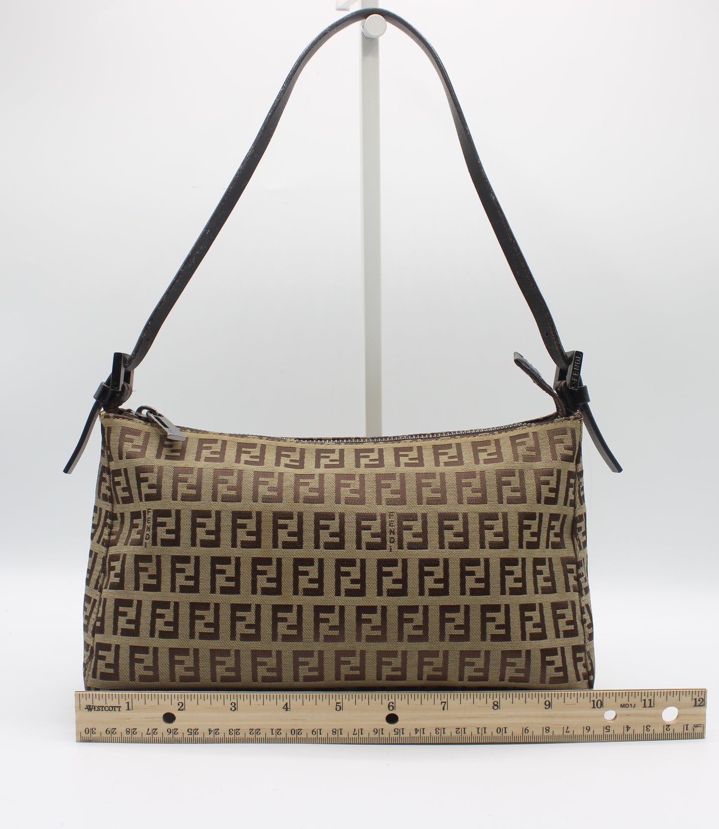 Fendi Brown Zucca Zucchino Canvas Shoulder Bag