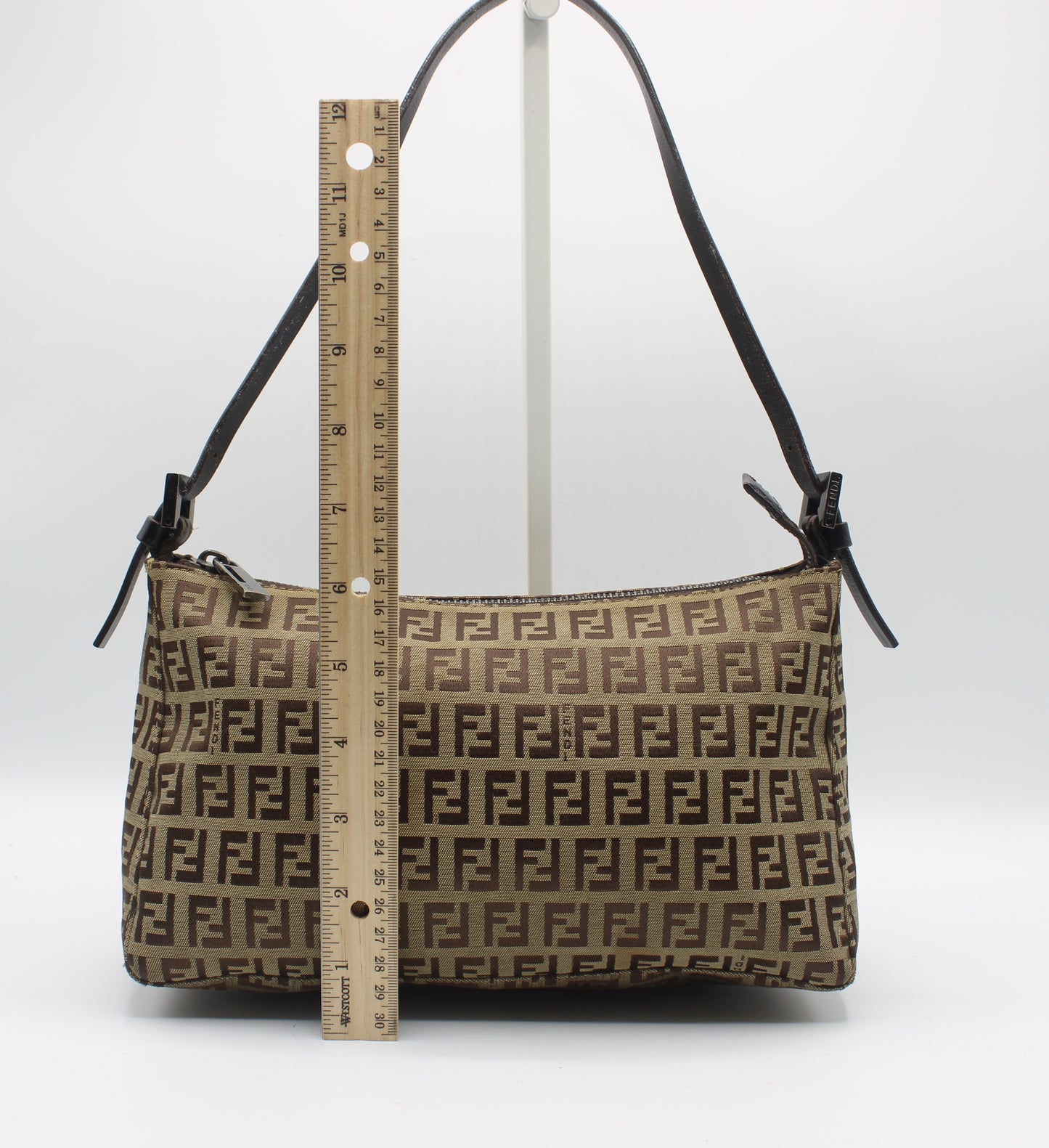 Fendi Brown Zucca Zucchino Canvas Shoulder Bag