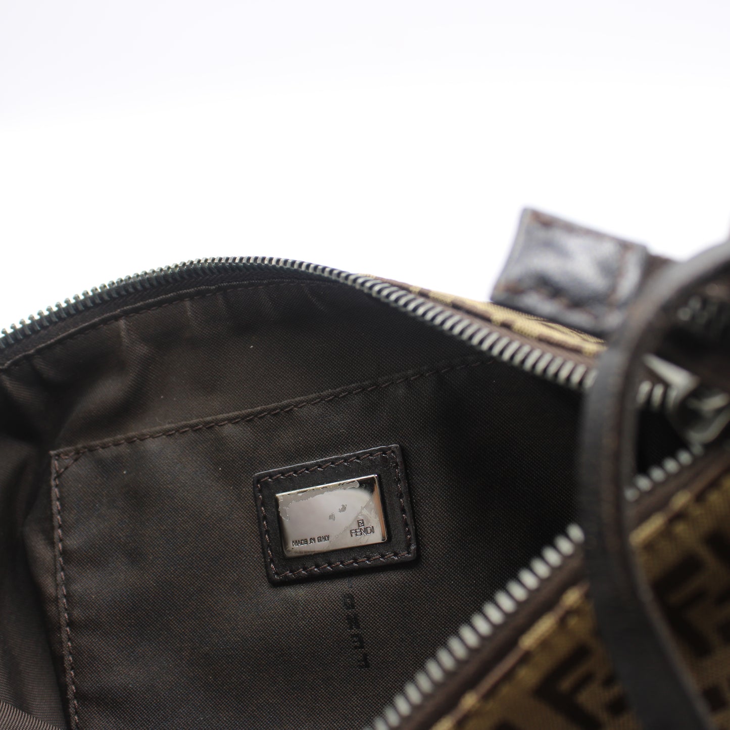 Fendi Brown Zucca Zucchino Canvas Shoulder Bag