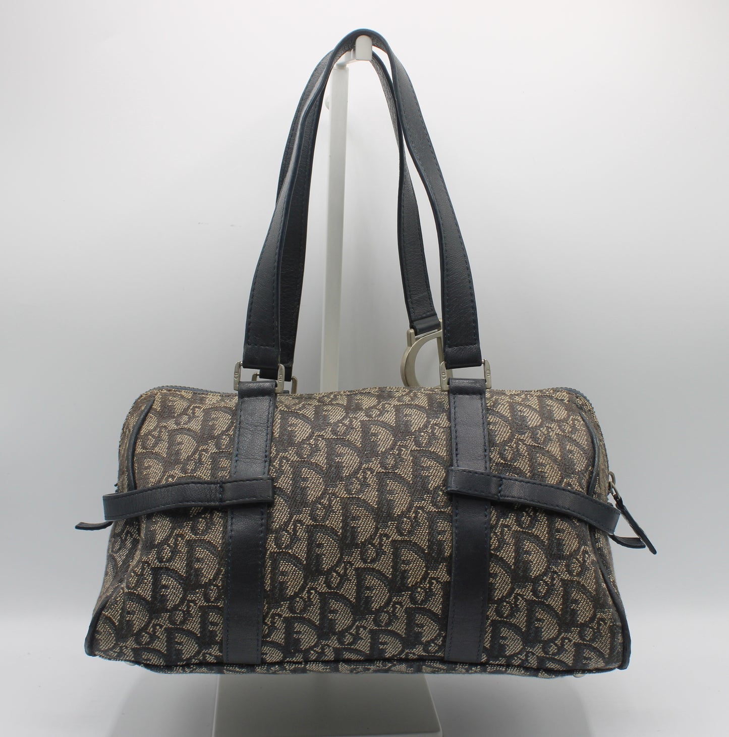 Christian Dior Trotter Canvas And Leather Navy Hand Bag