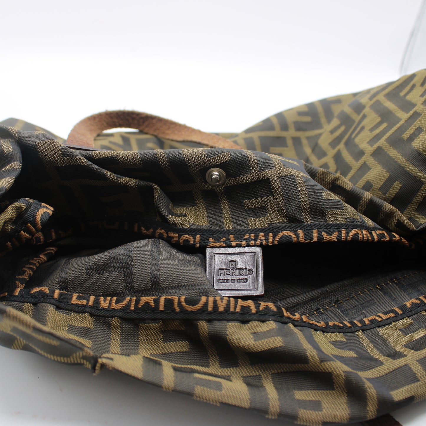 Fendi Brown Zucca Canvas Leather Trim Tote Bag