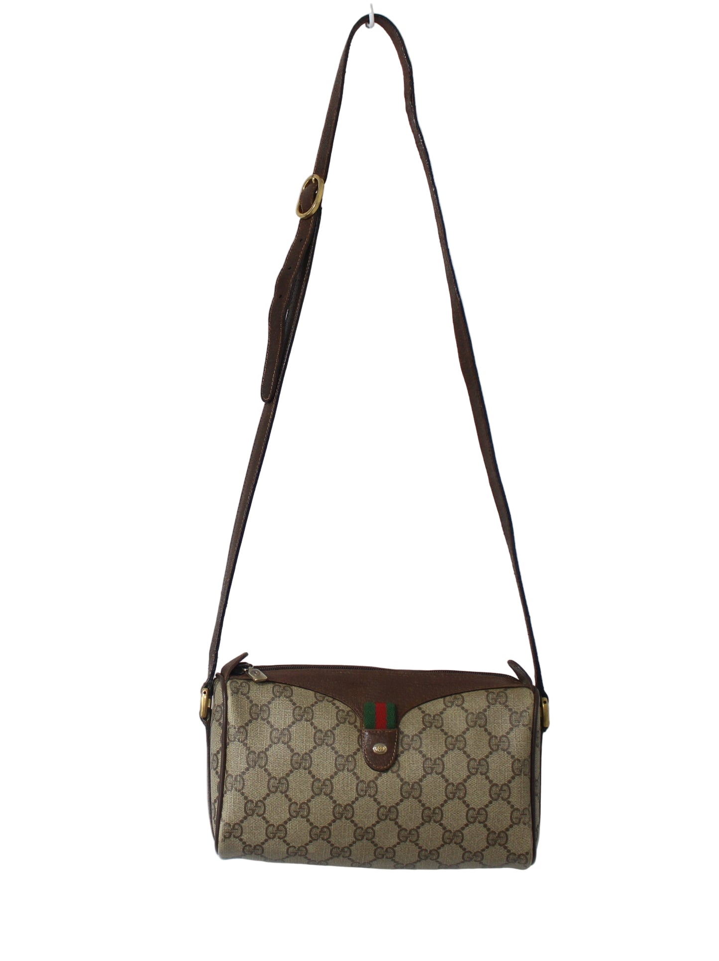 Gucci Brown GG Supreme Coated Canvas Leather Trim Crossbody Bag