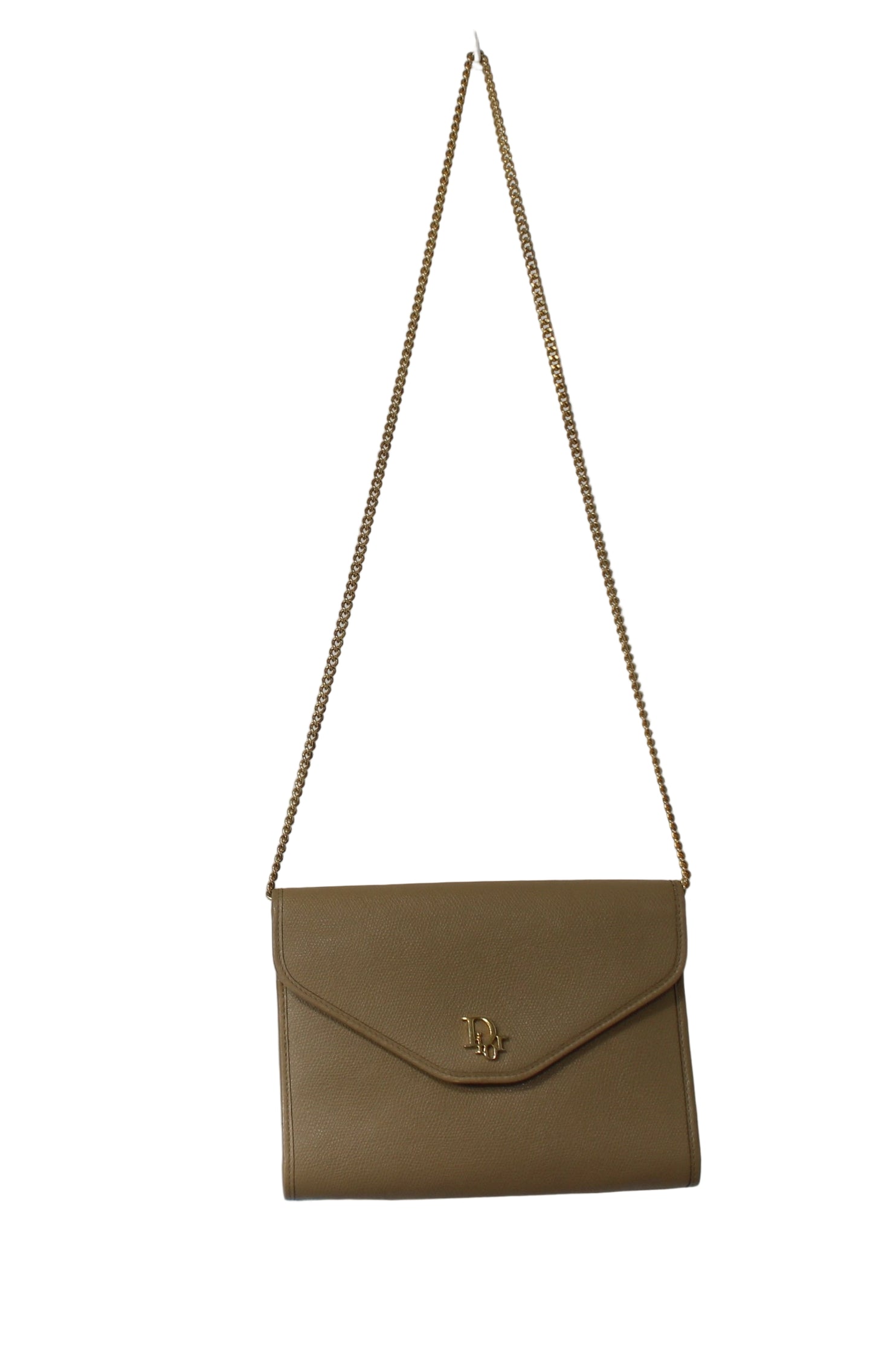 Christian Dior Beige Grained Leather Chain Crossbody Bag