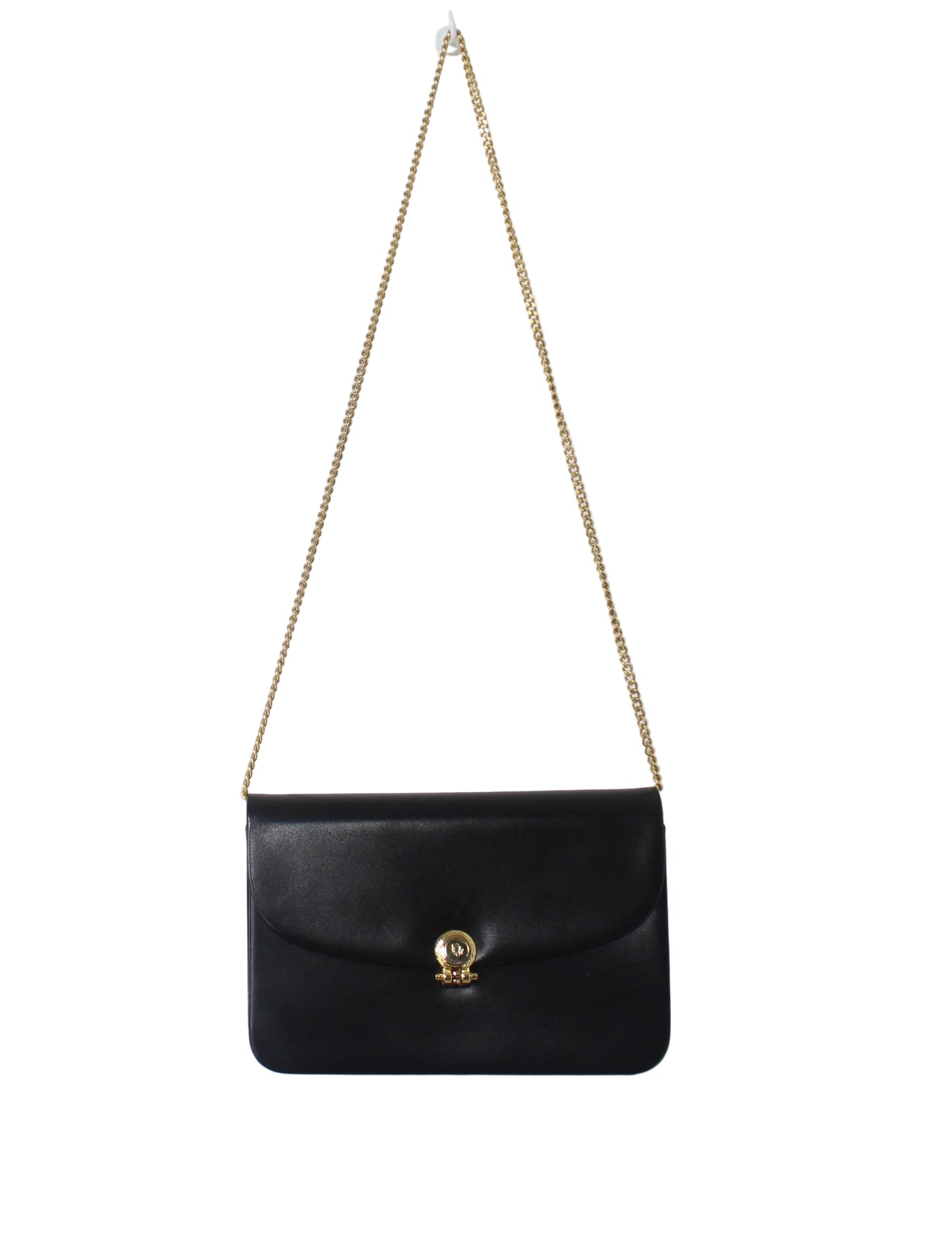 Christian Dior Black Leather Gold Chain Flap Shoulder Bag