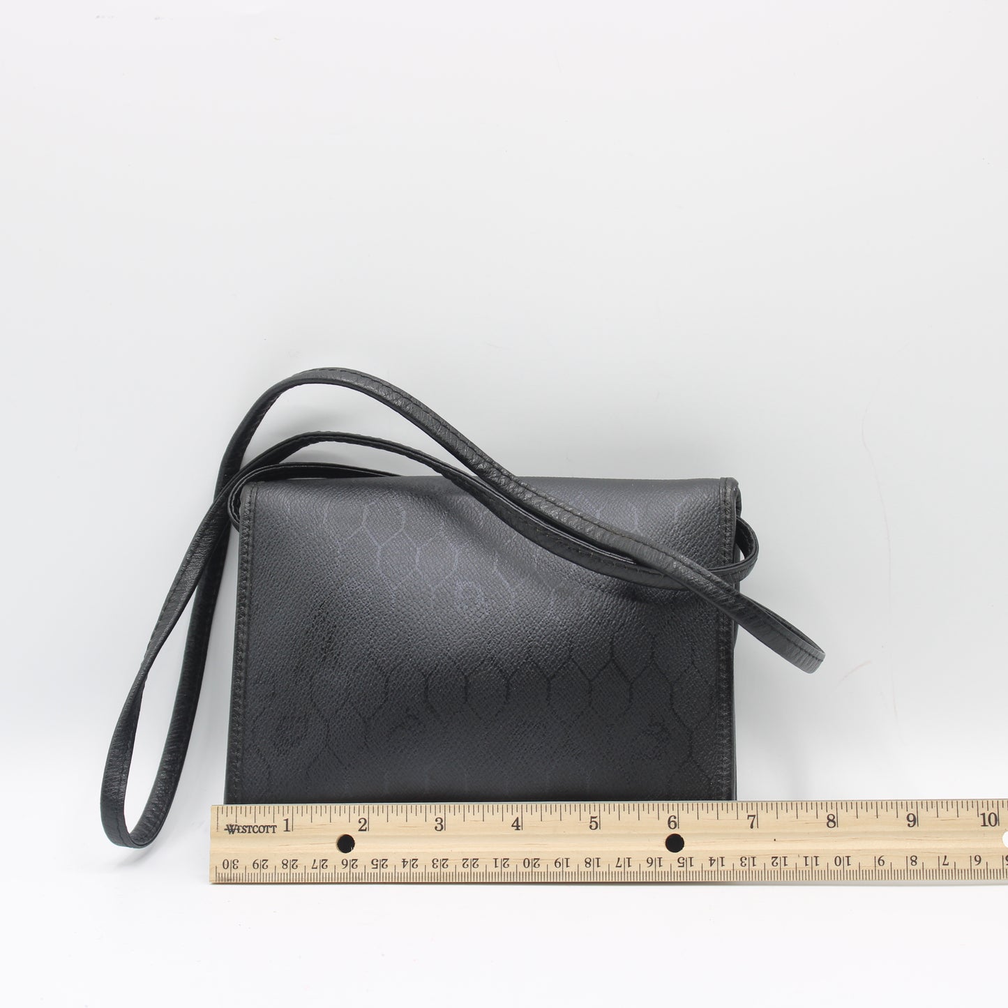 Christian Dior Black Leather Honeycomb Logo Flap Crossbody Bag