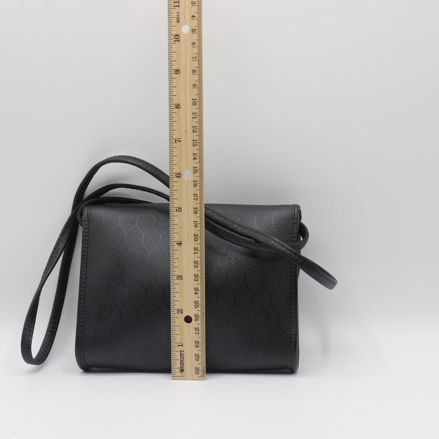 Christian Dior Black Leather Honeycomb Logo Flap Crossbody Bag