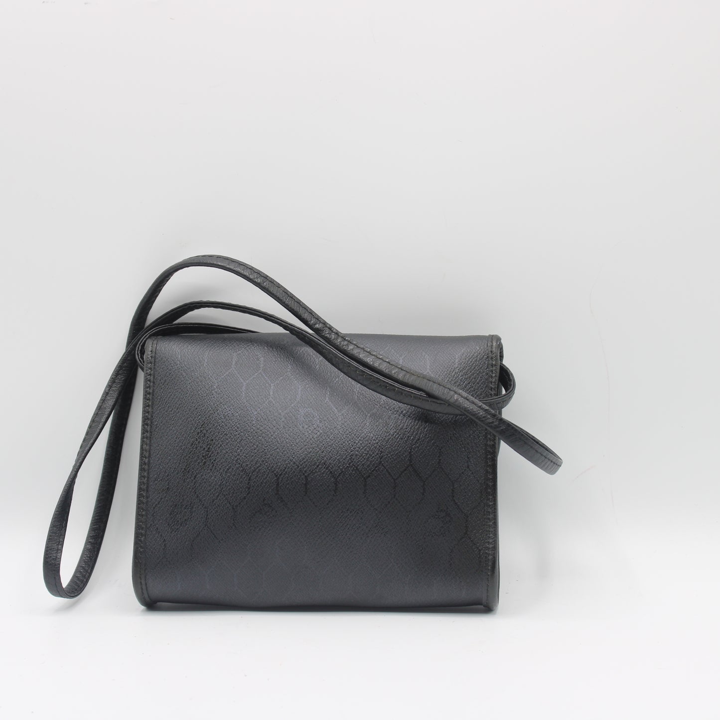 Christian Dior Black Leather Honeycomb Logo Flap Crossbody Bag