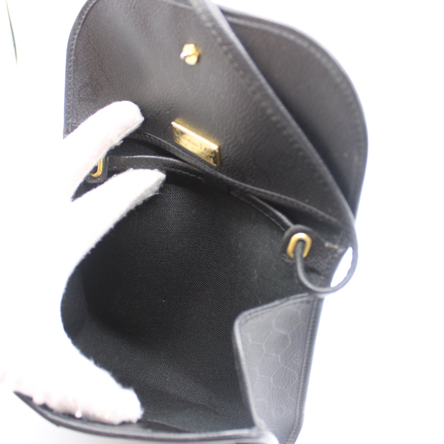 Christian Dior Black Leather Honeycomb Logo Flap Crossbody Bag