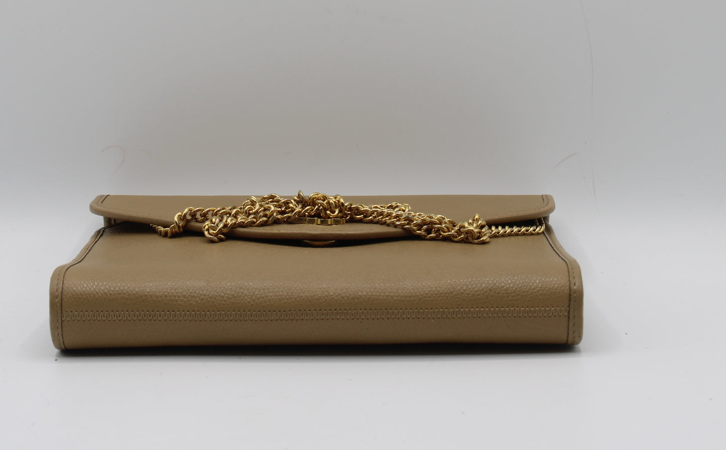 Christian Dior Beige Grained Leather Chain Crossbody Bag