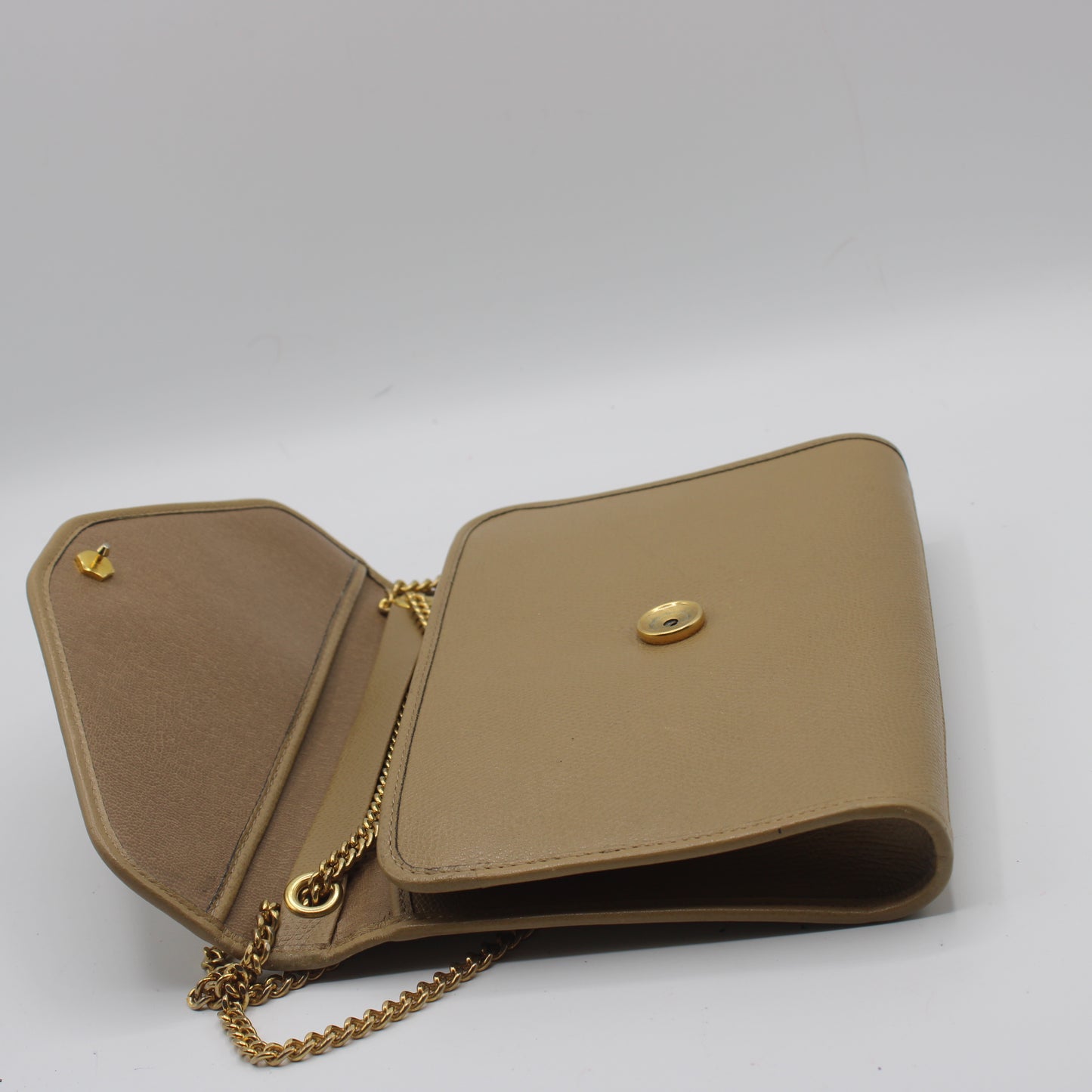 Christian Dior Beige Grained Leather Chain Crossbody Bag
