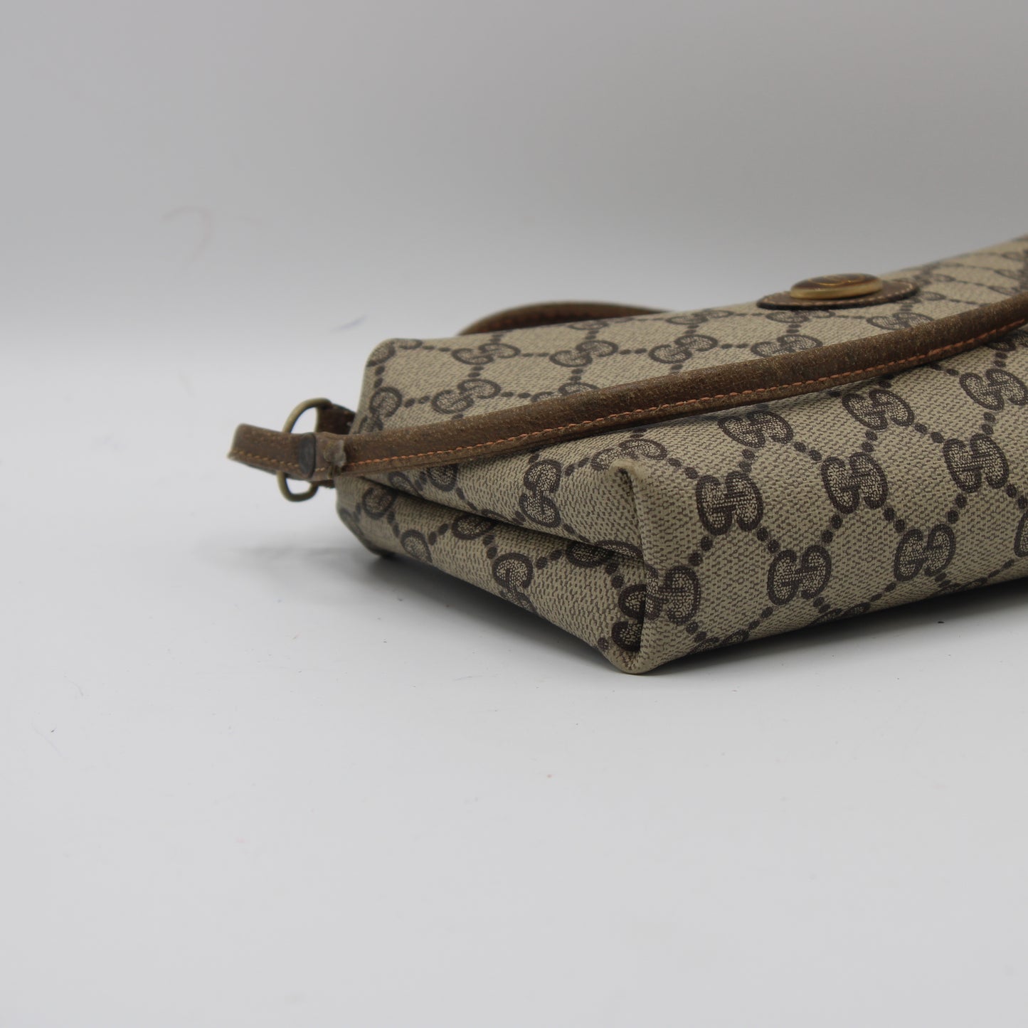 Gucci Beige Brown GG Supreme Canvas Leather Crossbody Bag