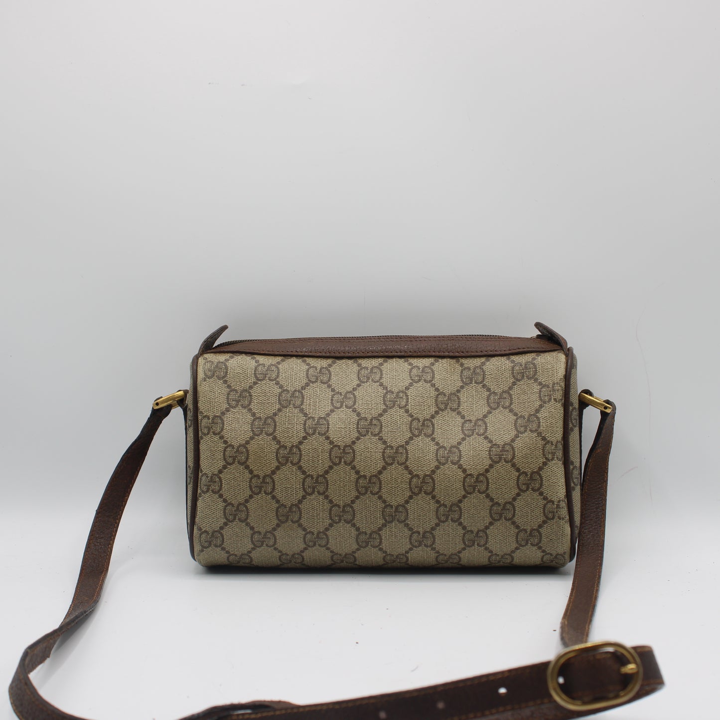 Gucci Brown GG Supreme Coated Canvas Leather Trim Crossbody Bag