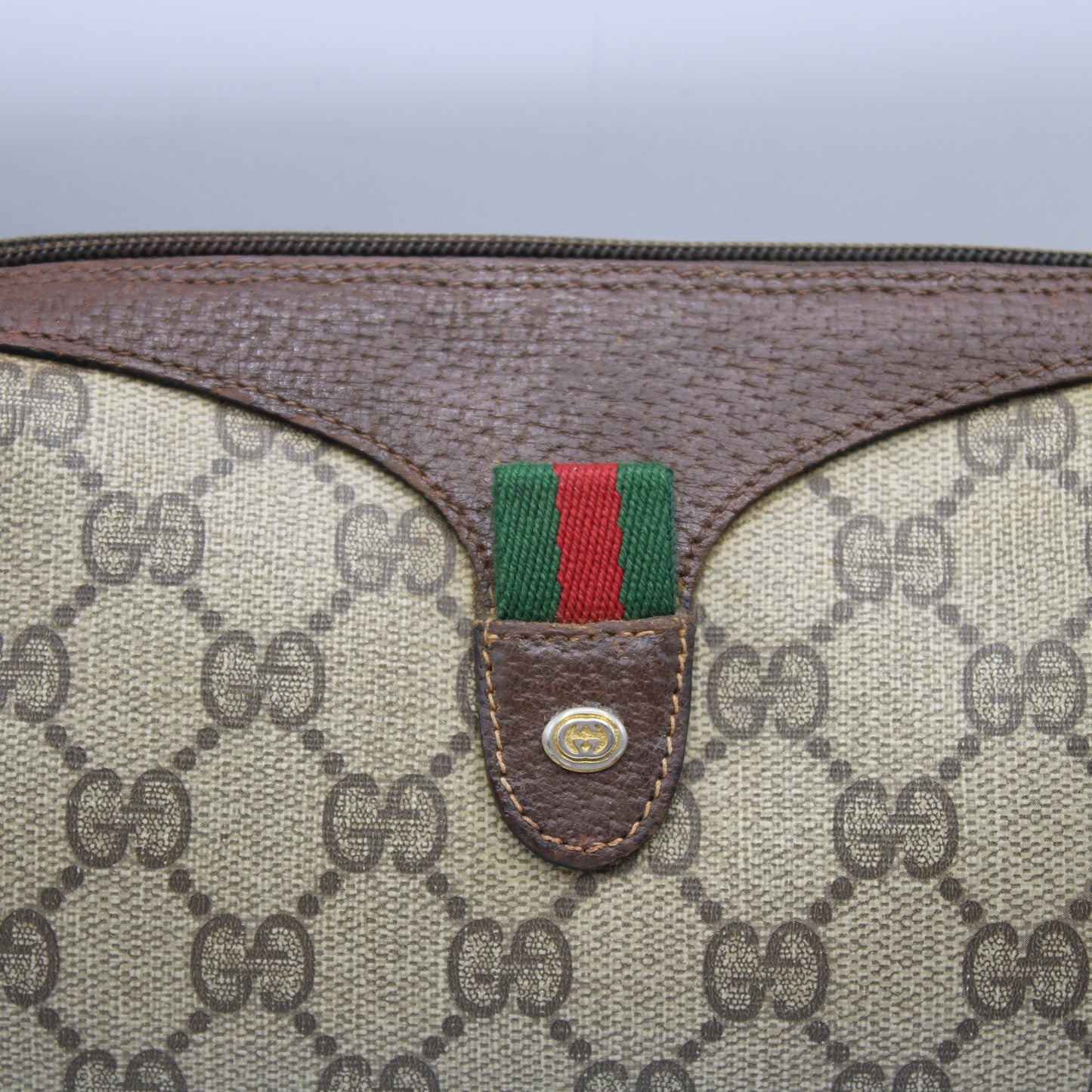 Gucci Brown GG Supreme Coated Canvas Leather Trim Crossbody Bag