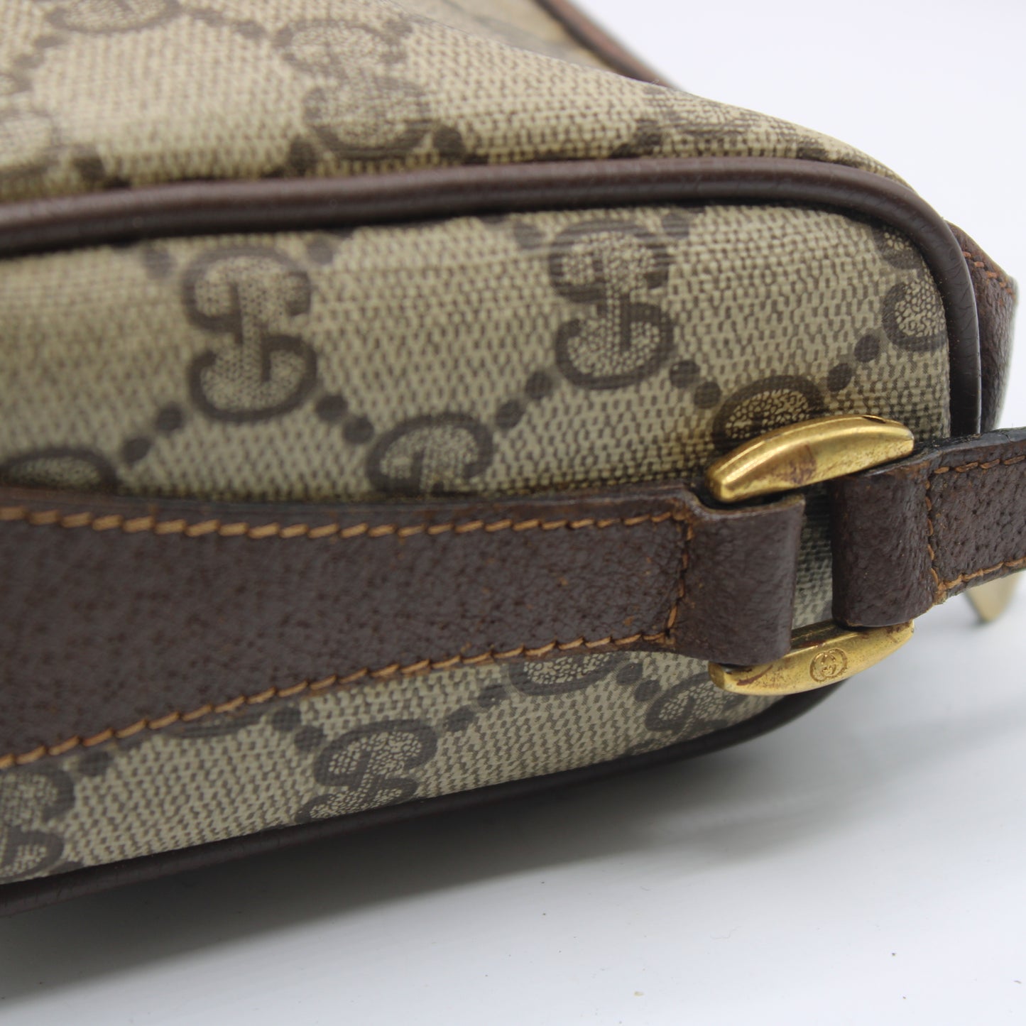 Gucci Brown GG Supreme Coated Canvas Leather Trim Crossbody Bag