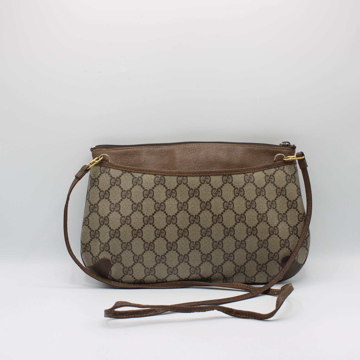 Gucci Brown GG Supreme Canvas And Leather Crossbody Clutch Bag
