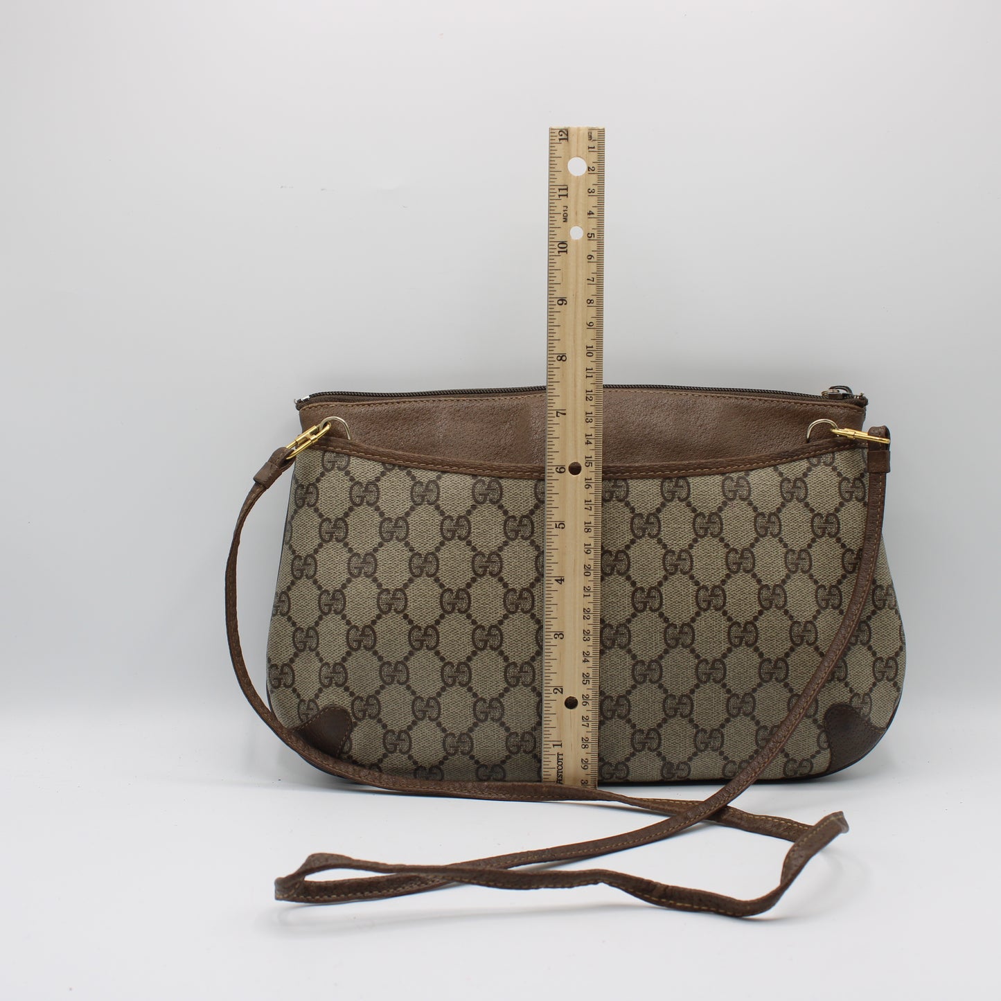Gucci Brown GG Supreme Canvas And Leather Crossbody Clutch Bag