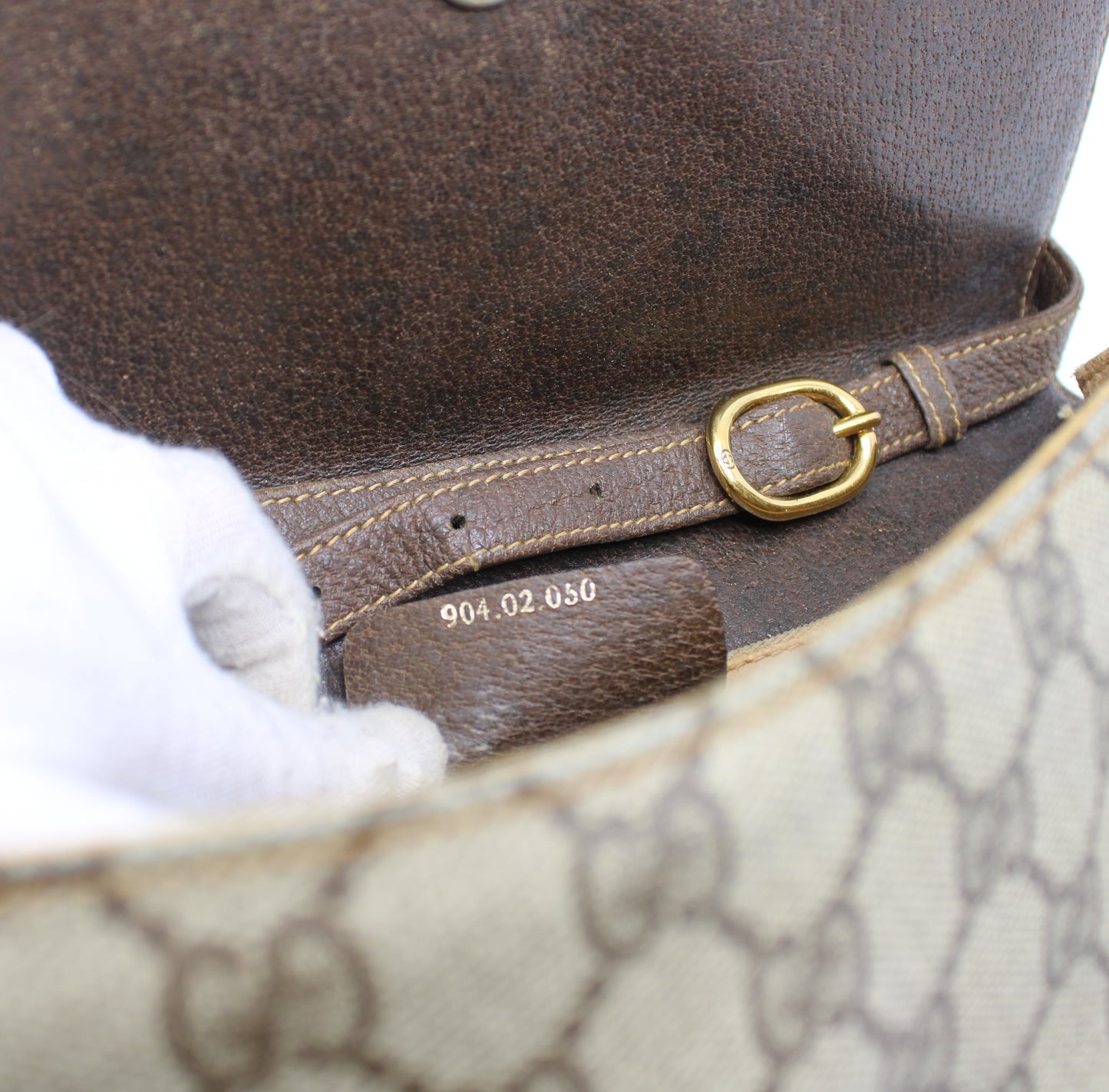Gucci Brown GG Canvas Leather Flap Crossbody Bag