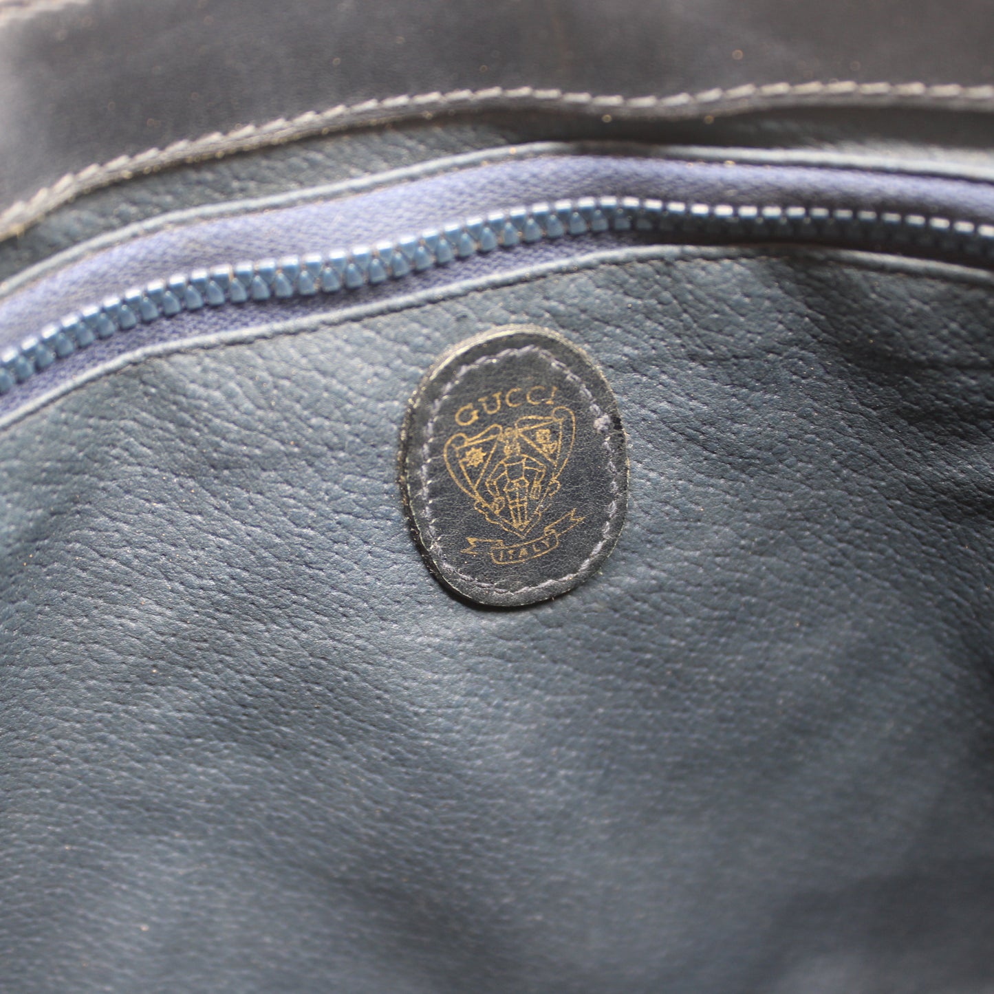 Gucci Navy Leather Gg Canvas Boots Flap Shoulder Bag