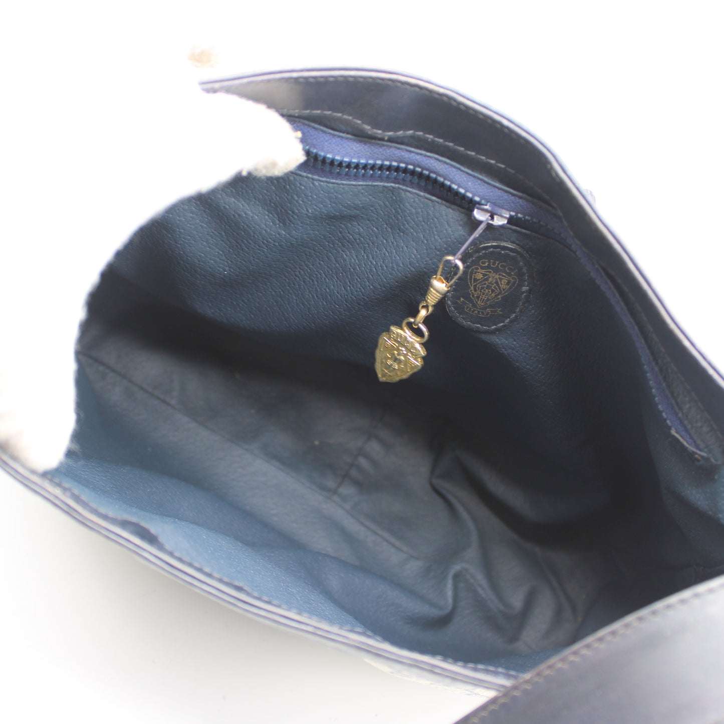 Gucci Navy Leather Gg Canvas Boots Flap Shoulder Bag