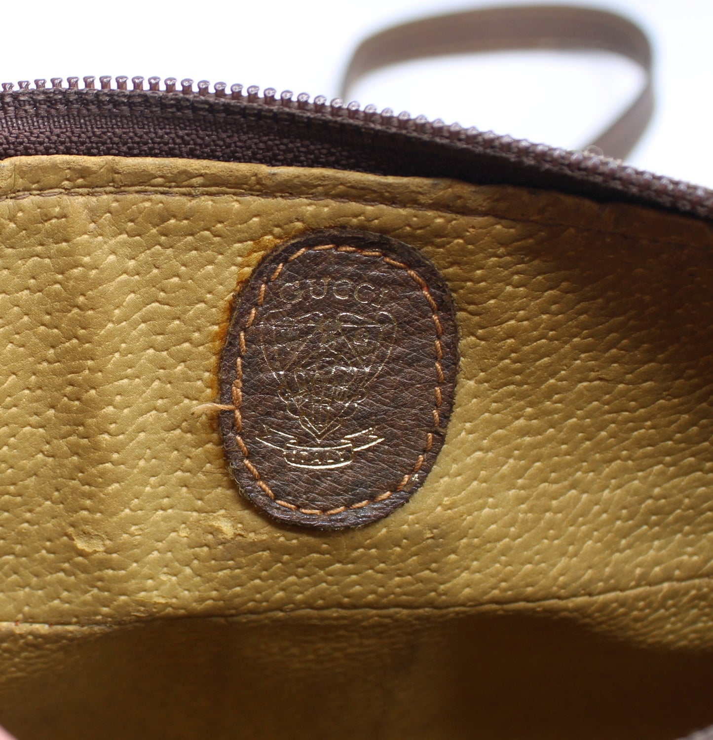 Gucci Brown Leather Trim GG Supreme Canvas Crossbody Bag