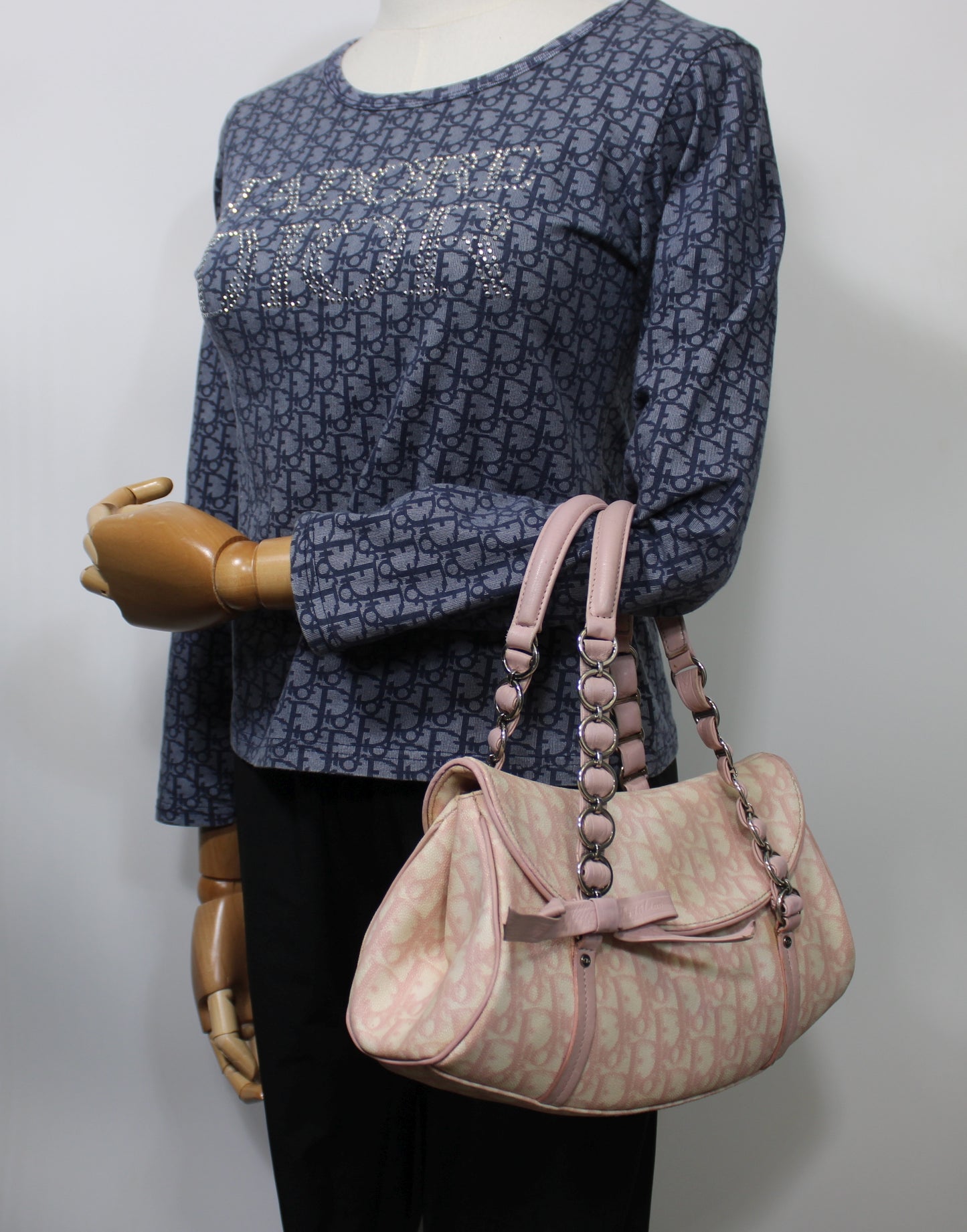 Christian Dior Pink Trotter Canvas Romantique Bow Flap Bag