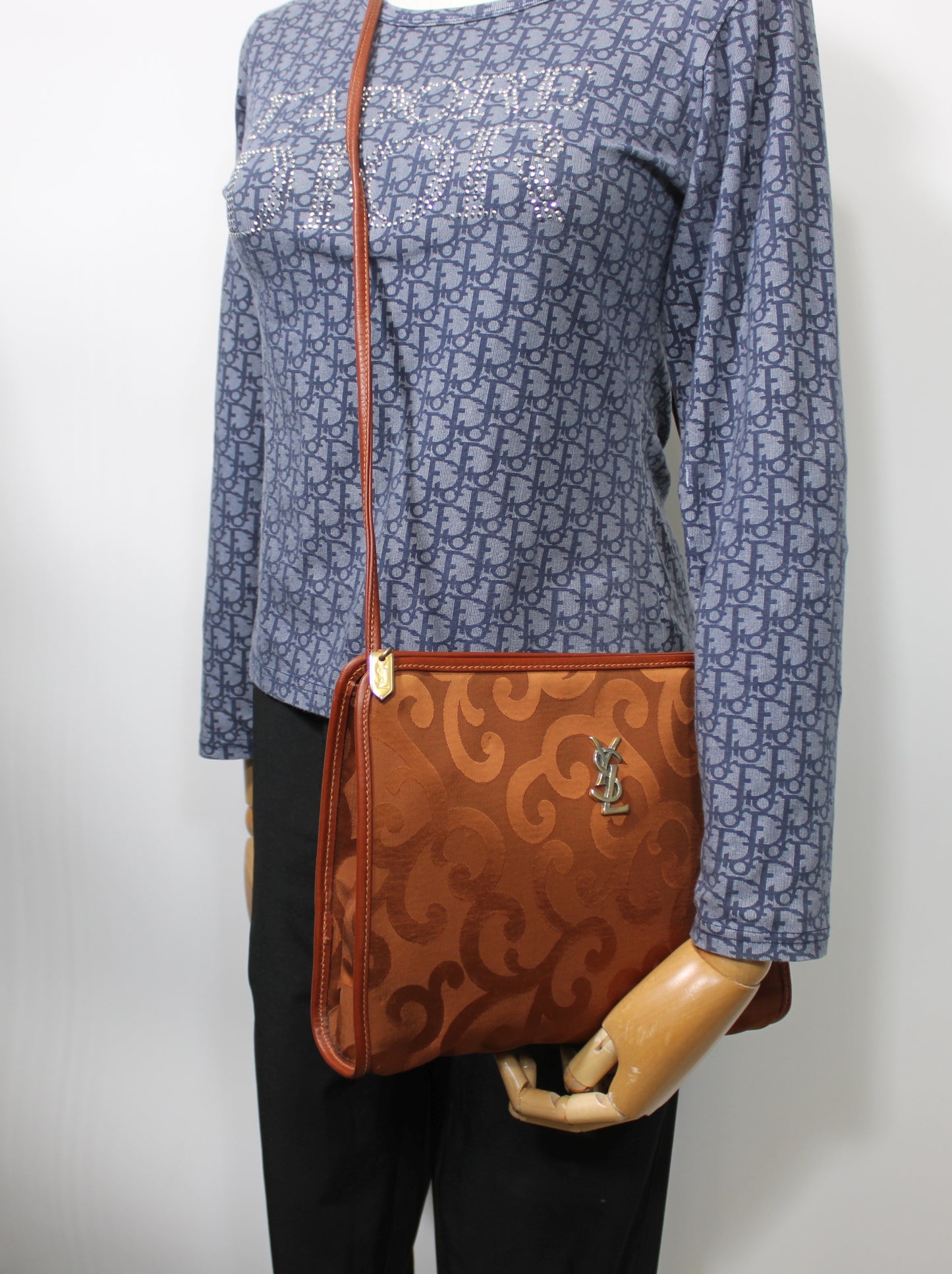 Yves Saint Laurent Orange YSL Mascarade Canvas Crossbody Bag