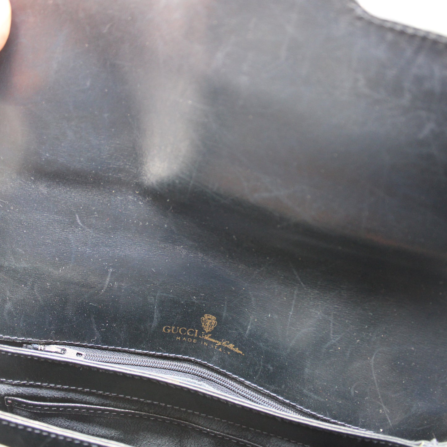 Gucci Navy GG Canvas Leather Flap Shoulder Bag