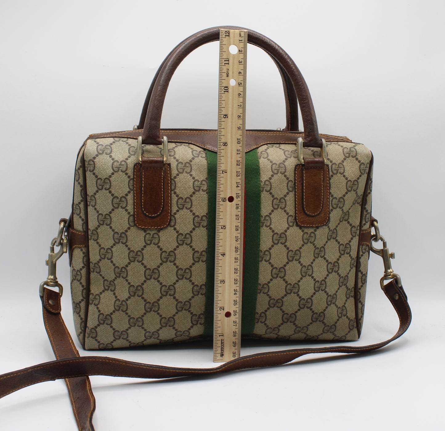 Gucci Brown GG Supreme Canvas Ophidia Boston Crossbody Bag