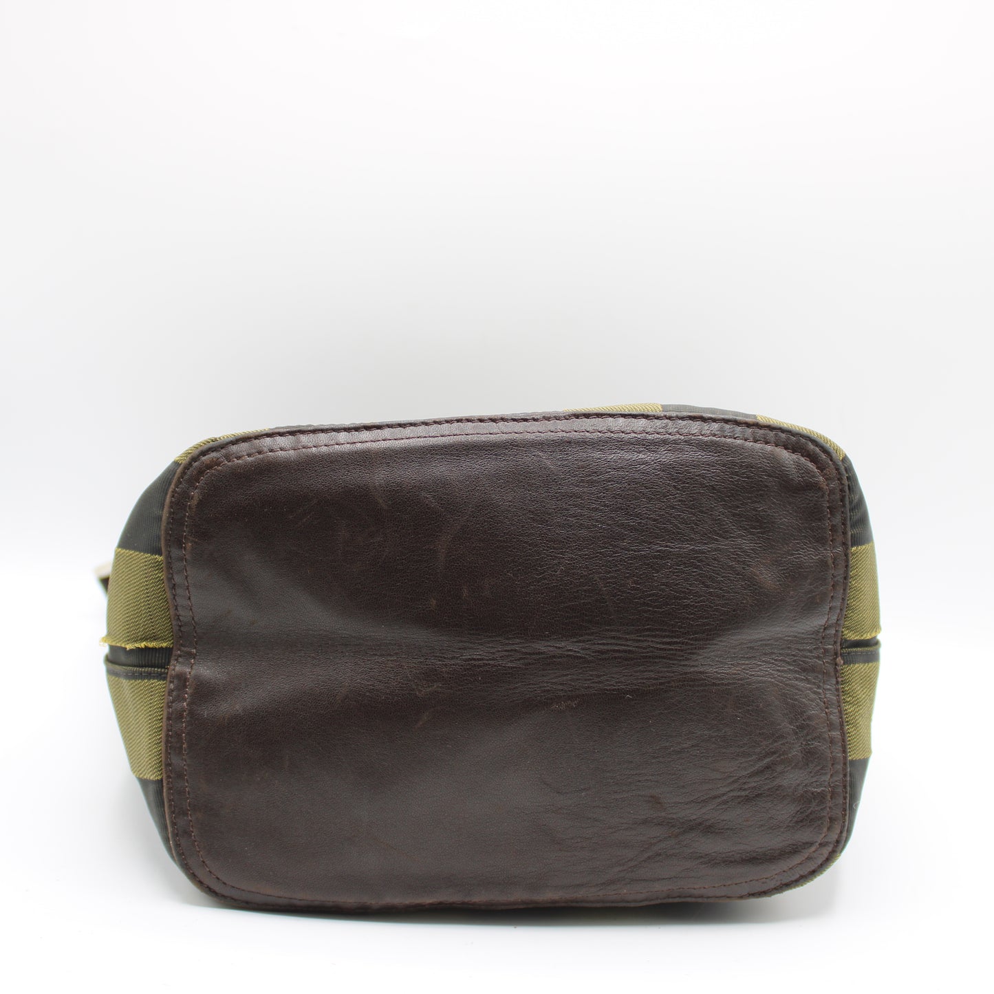 Fendi Brown And Black Pequin Stripe Canvas Leather Hobo Bag