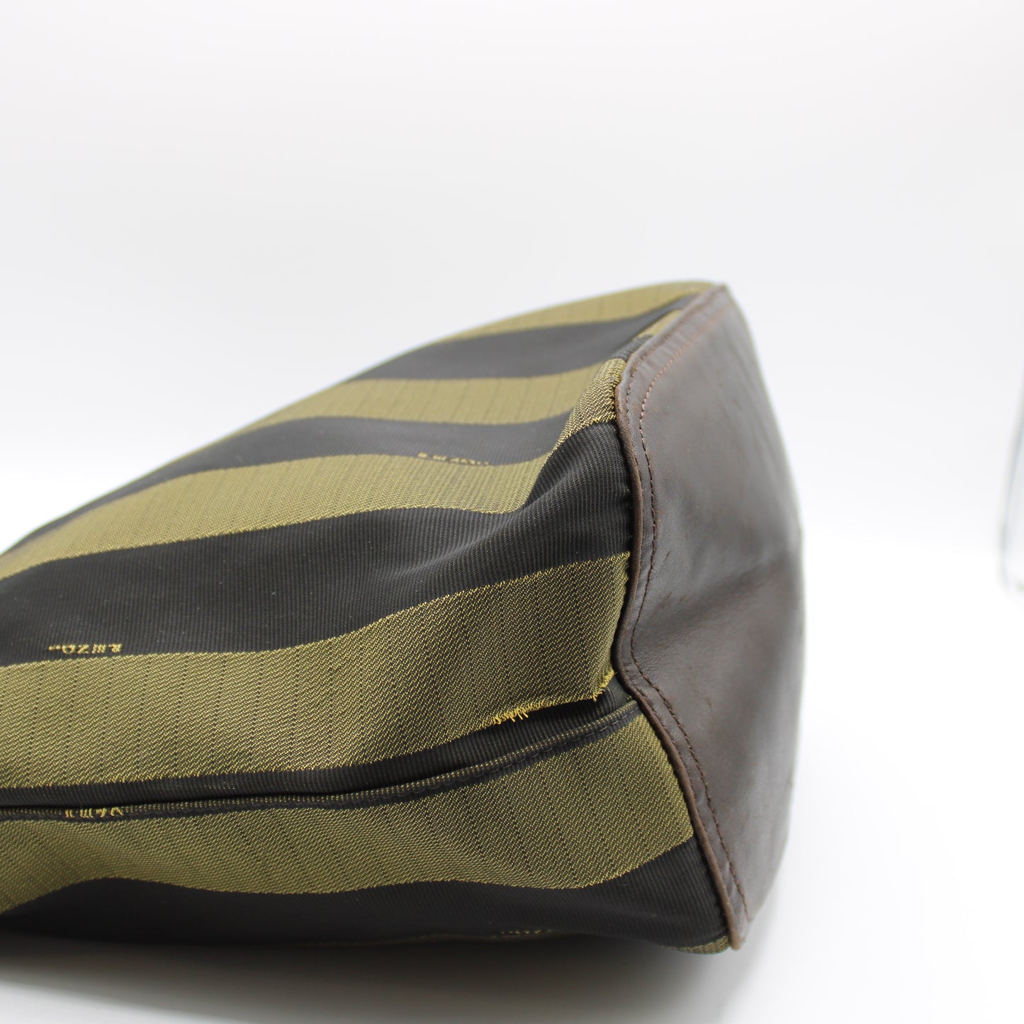 Fendi Brown And Black Pequin Stripe Canvas Leather Hobo Bag