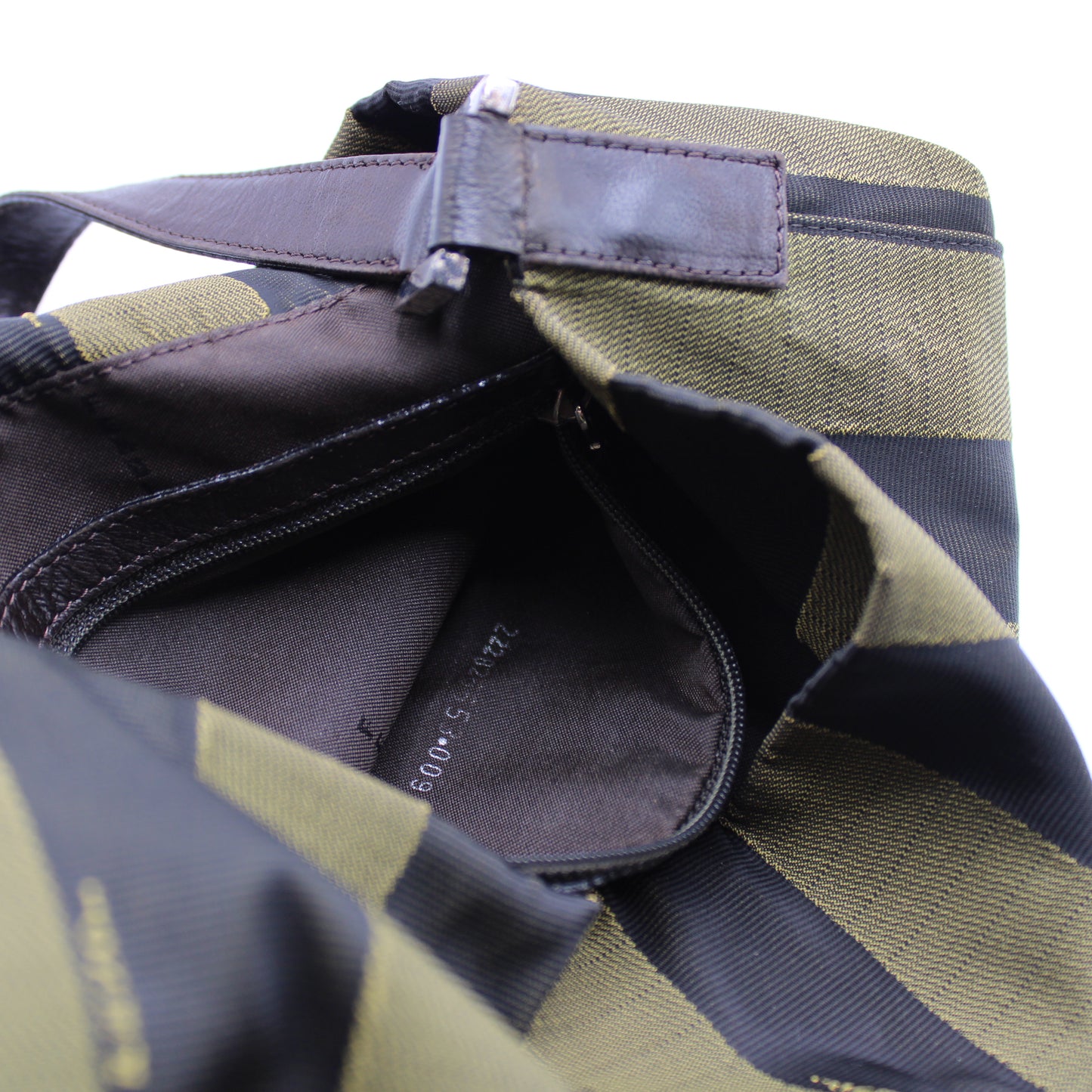 Fendi Brown And Black Pequin Stripe Canvas Leather Hobo Bag