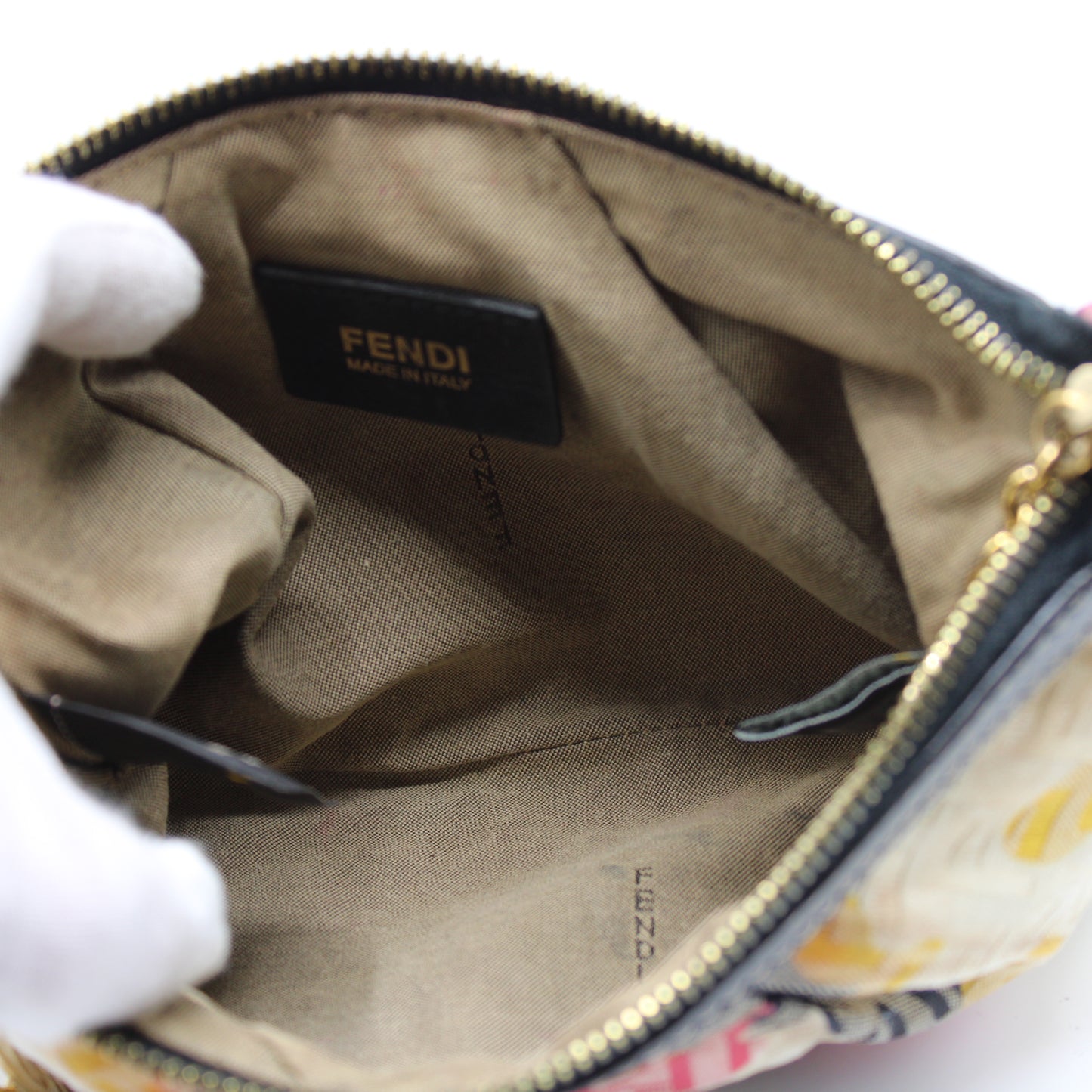 Fendi Multicolor Zucca Canvas Chain Charm Pouch Bag