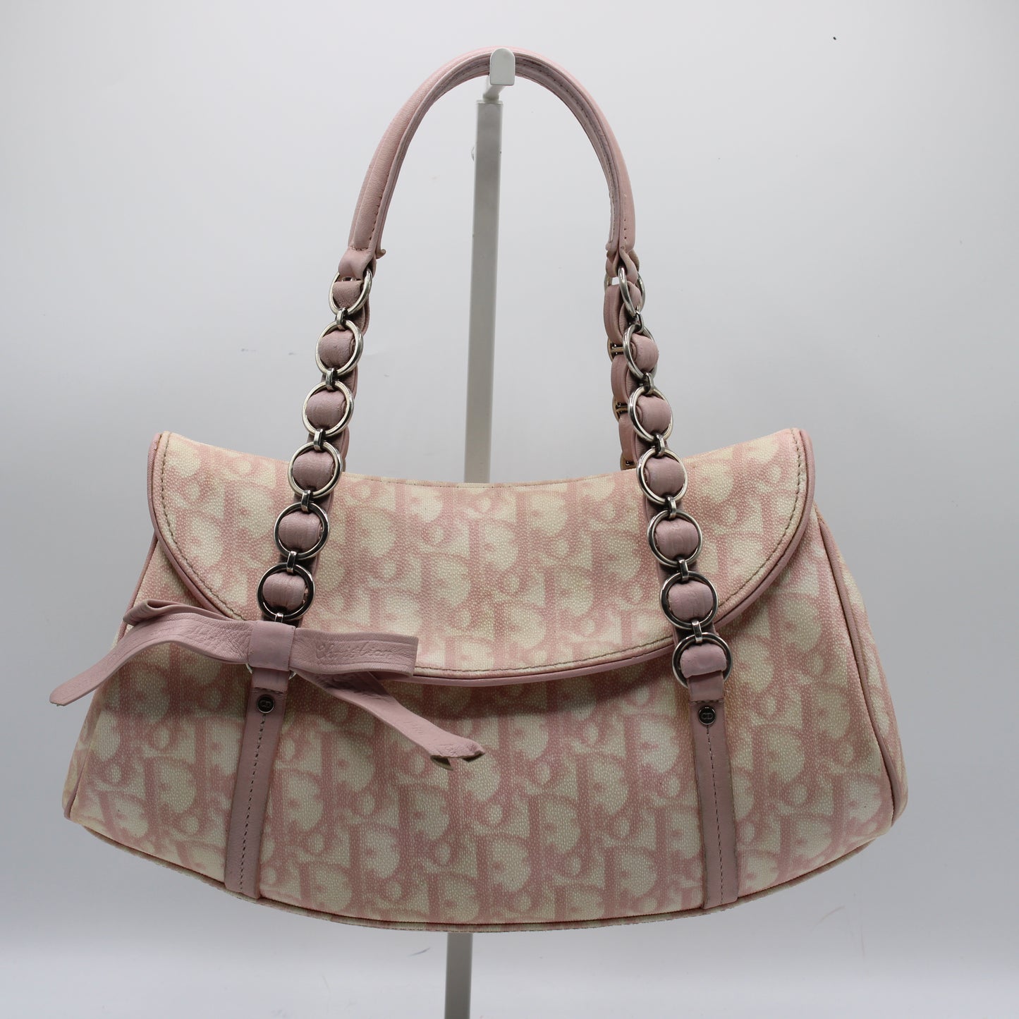 Christian Dior Pink Trotter Canvas Romantique Bow Flap Bag