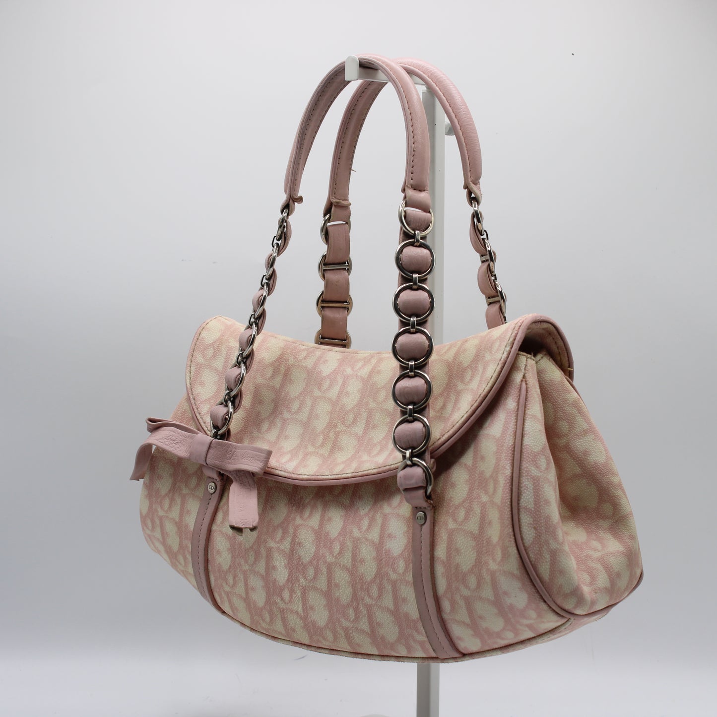 Christian Dior Pink Trotter Canvas Romantique Bow Flap Bag