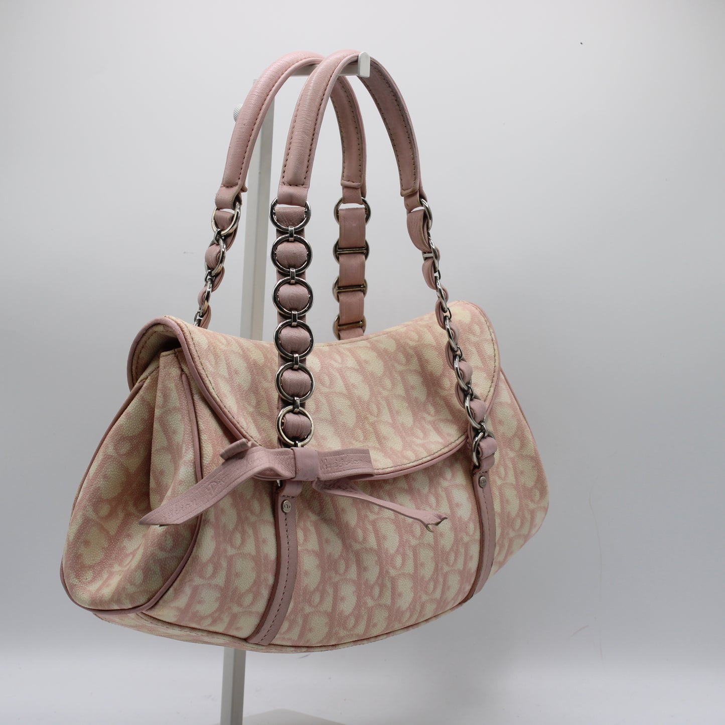 Christian Dior Pink Trotter Canvas Romantique Bow Flap Bag