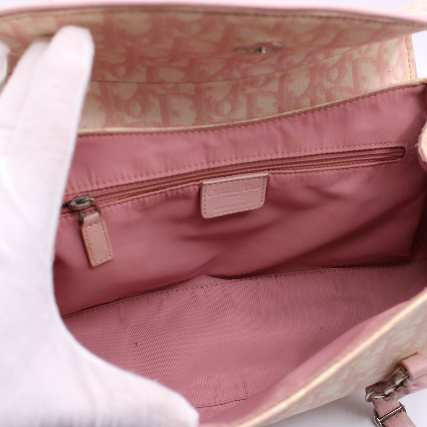 Christian Dior Pink Trotter Canvas Romantique Bow Flap Bag