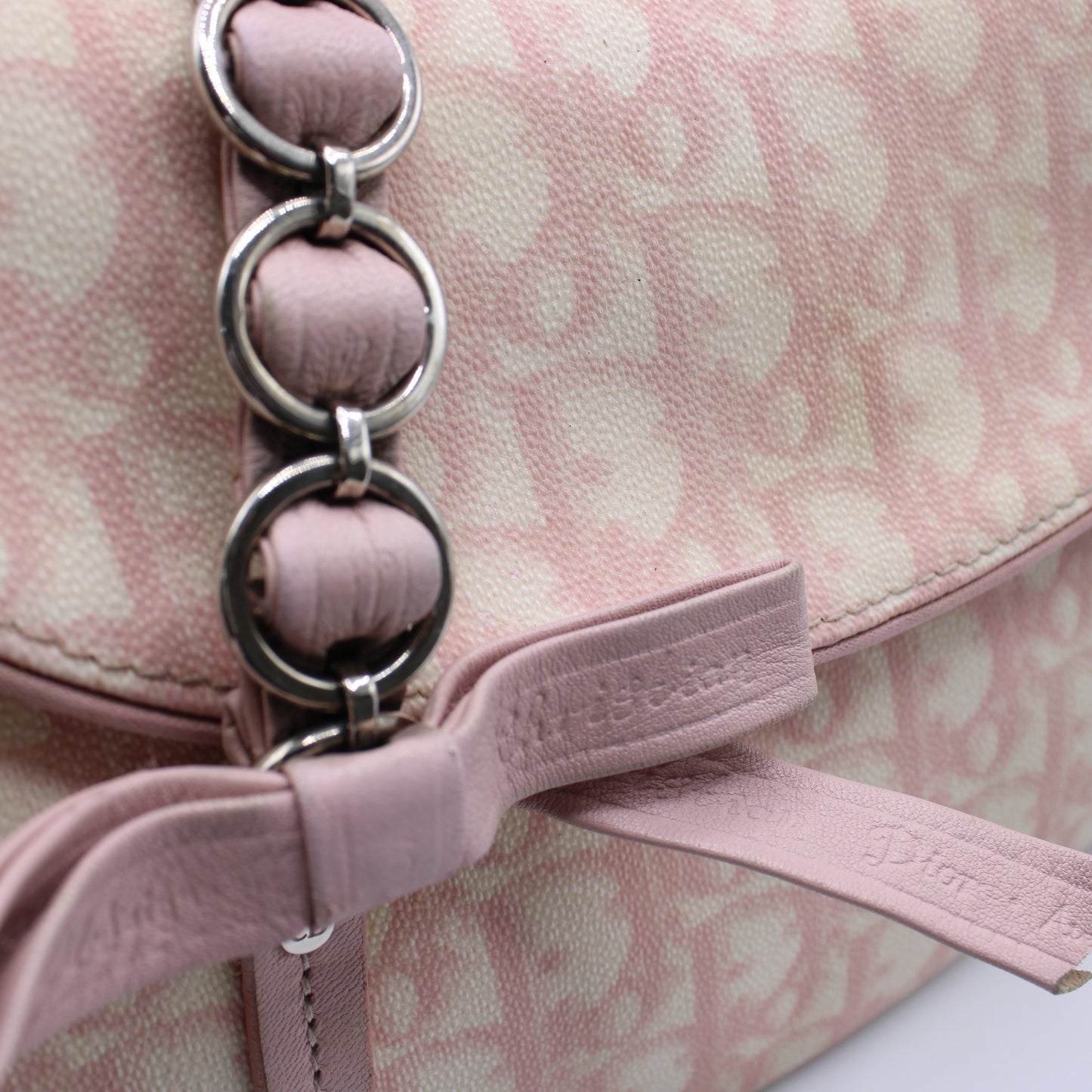 Christian Dior Pink Trotter Canvas Romantique Bow Flap Bag