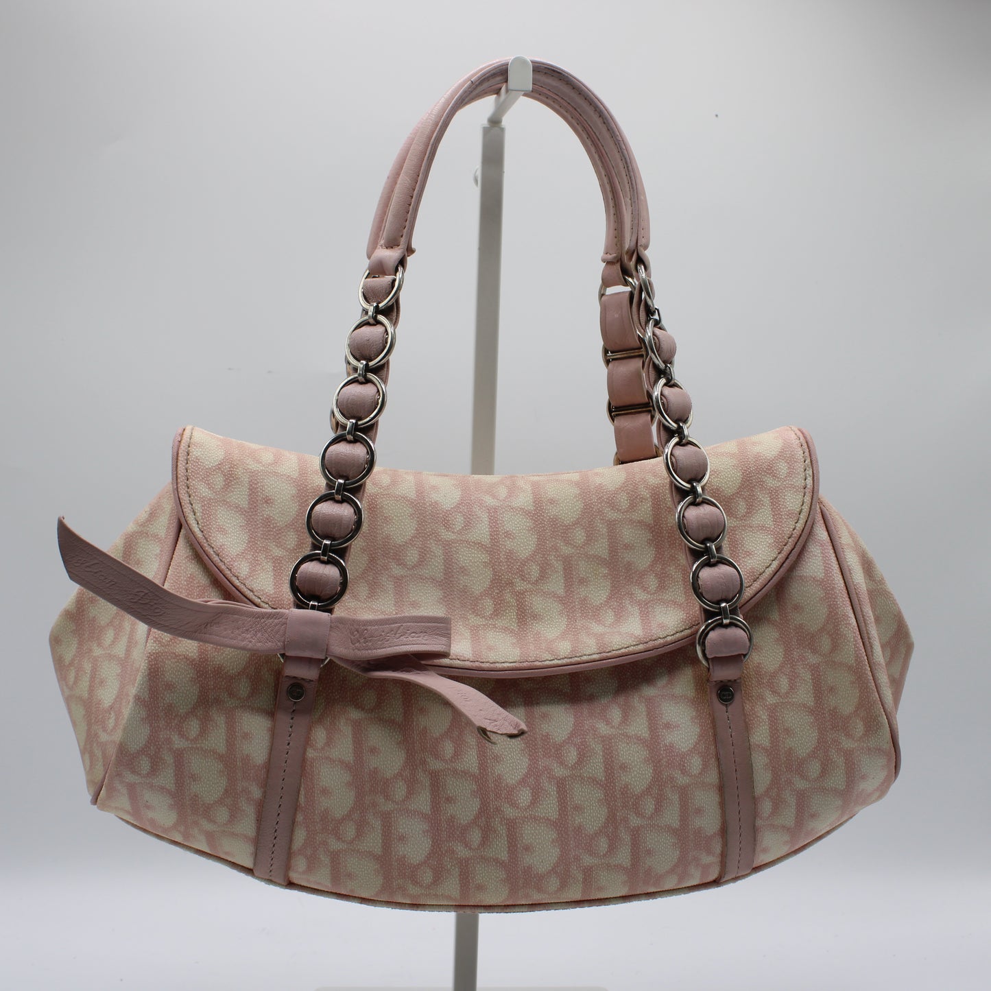 Christian Dior Pink Trotter Canvas Romantique Bow Flap Bag