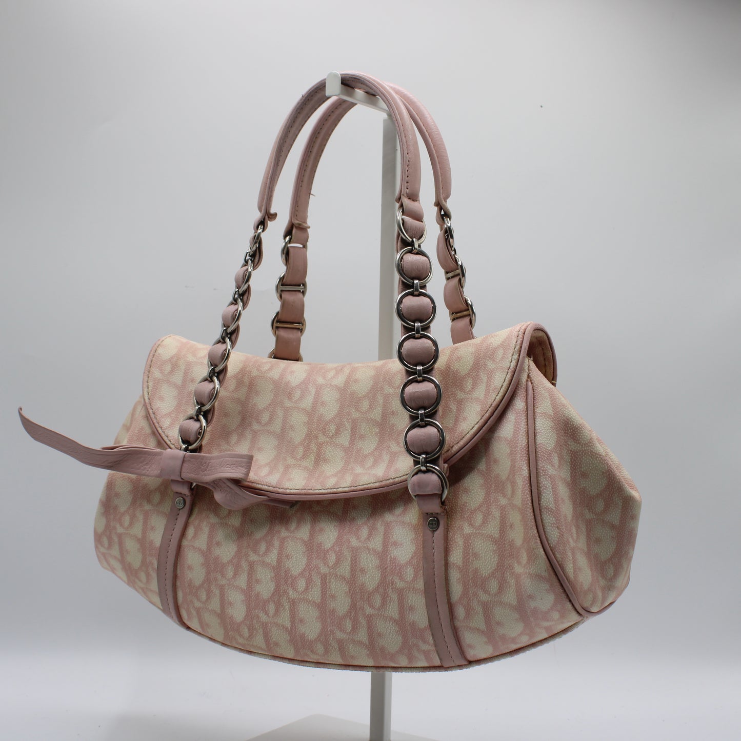 Christian Dior Pink Trotter Canvas Romantique Bow Flap Bag