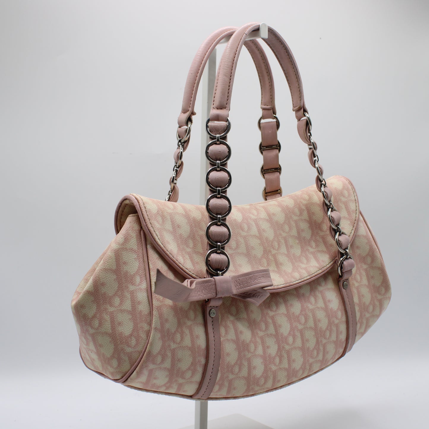 Christian Dior Pink Trotter Canvas Romantique Bow Flap Bag